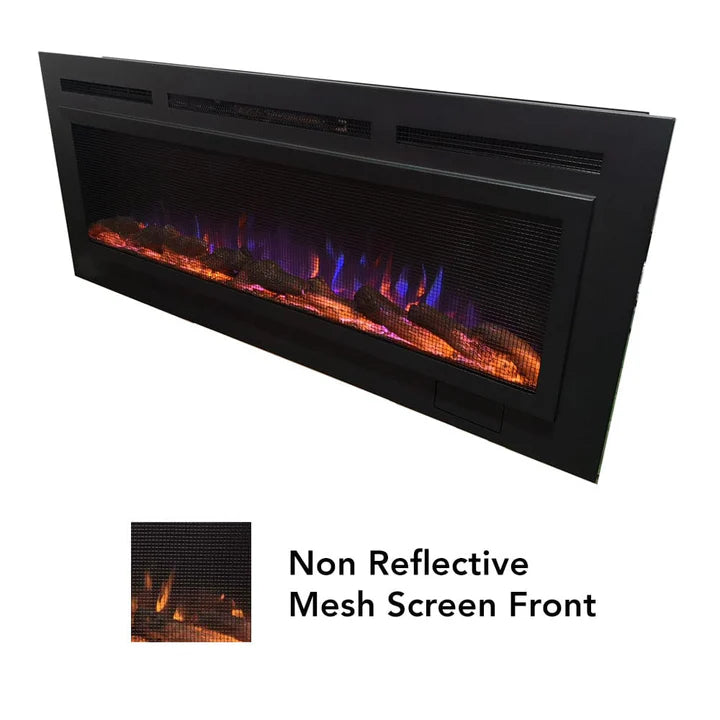Touchstone Sideline® Steel Mesh Screen 60" Non-Reflective Recessed Electric Fireplace – 80047