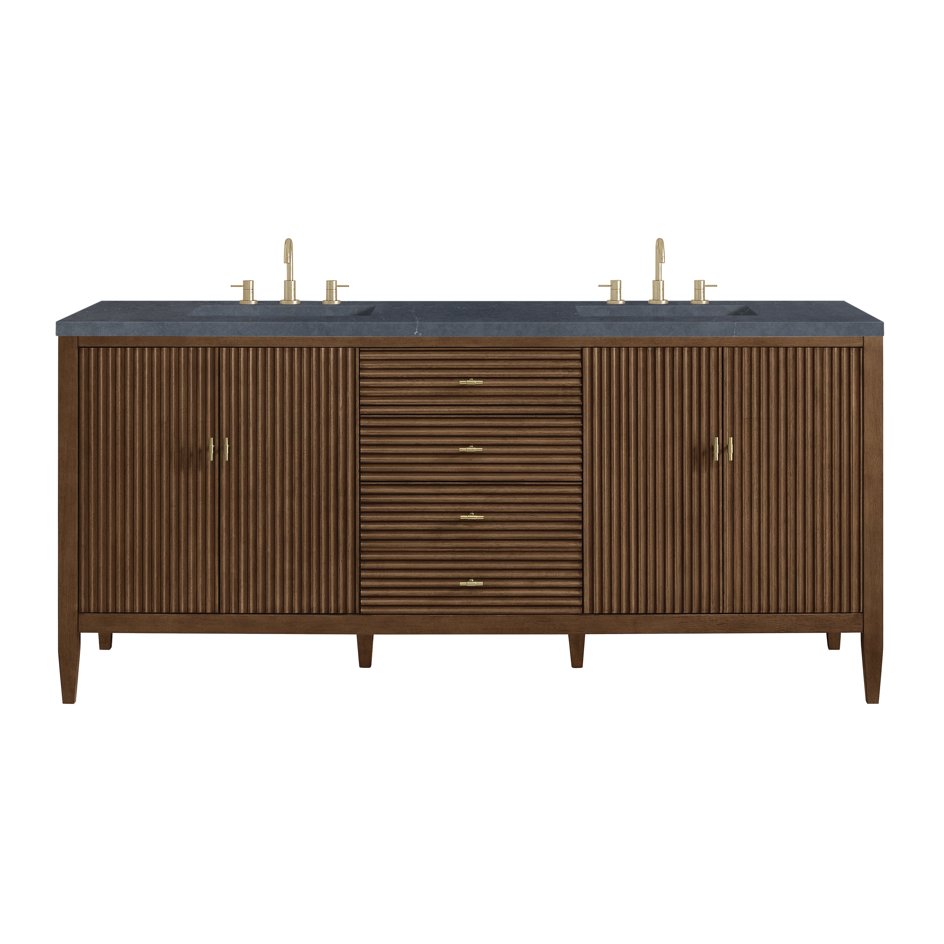 James Martin Myrrin 72" Double Vanity in Mid Century Walnut with 3cm Countertop