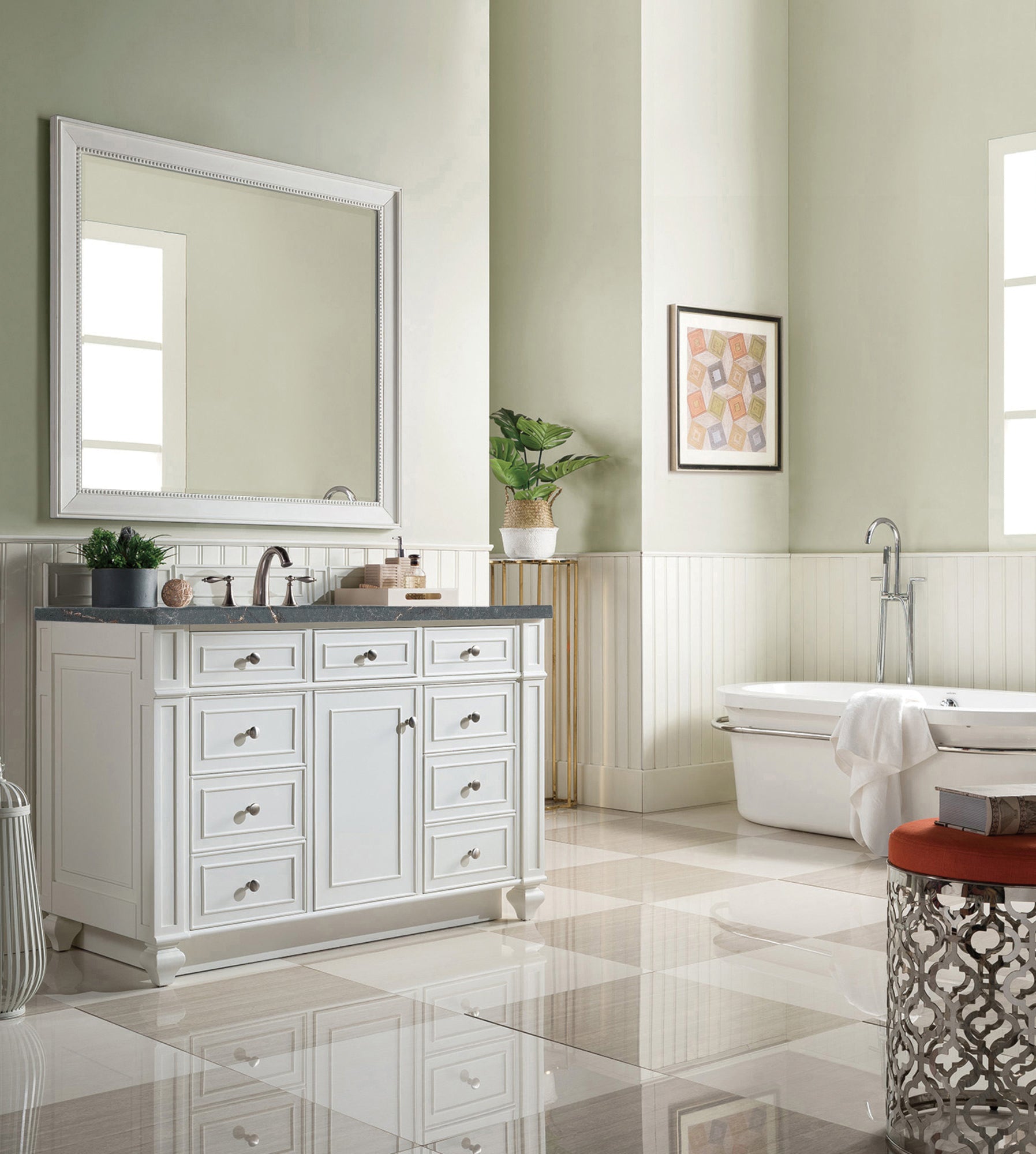 James Martin Bristol 48" Single Vanity in Bright White with 3cm Countertop
