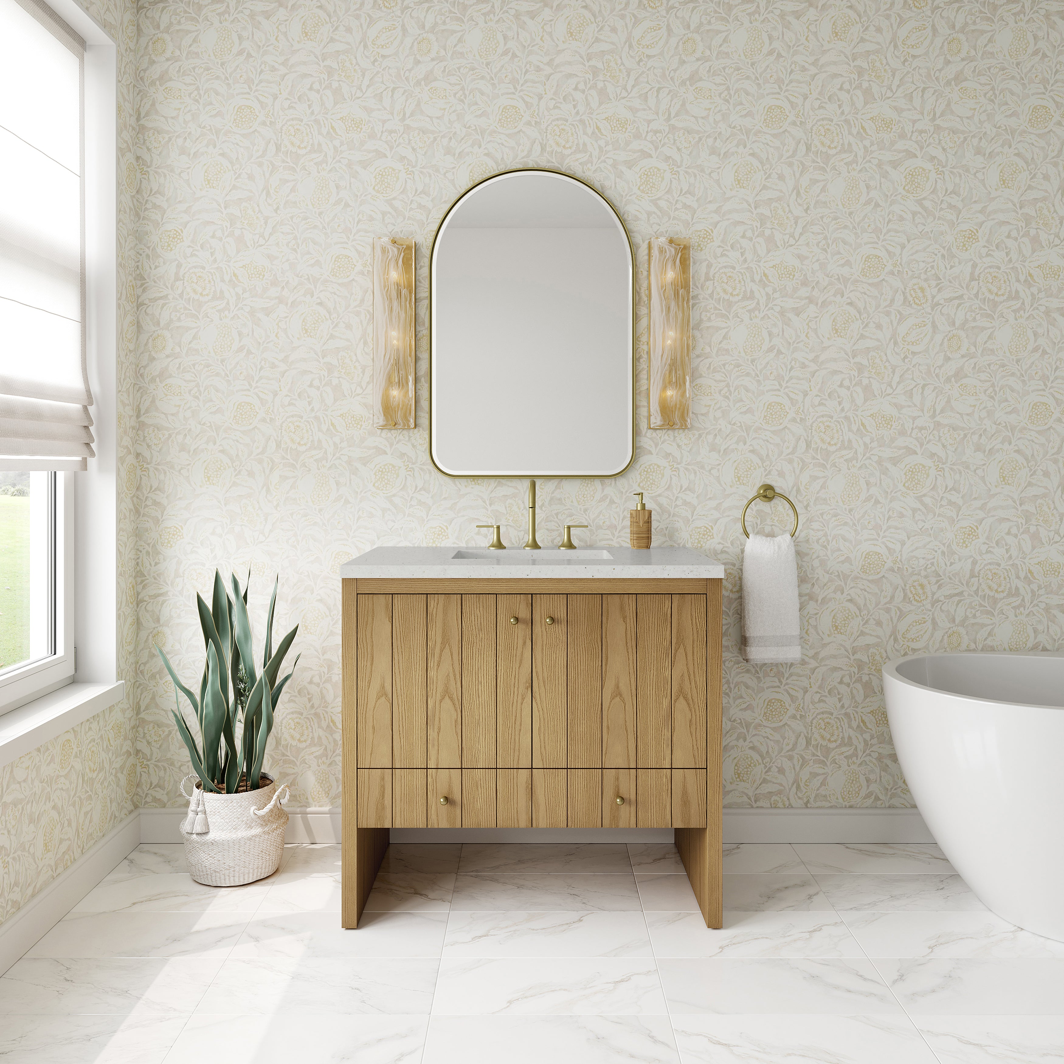 James Martin Hudson 36" Single Vanity in Light Natural Oak with 3cm Countertop
