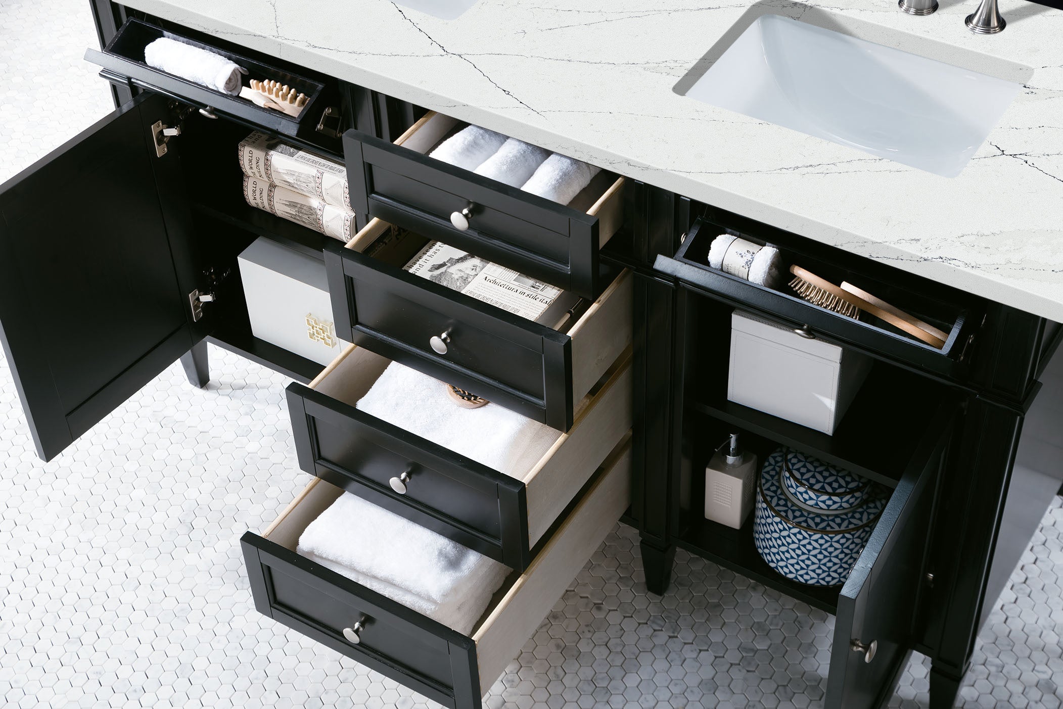 James Martin Brittany 60" Double Vanity in Black Onyx with 3cm Countertop