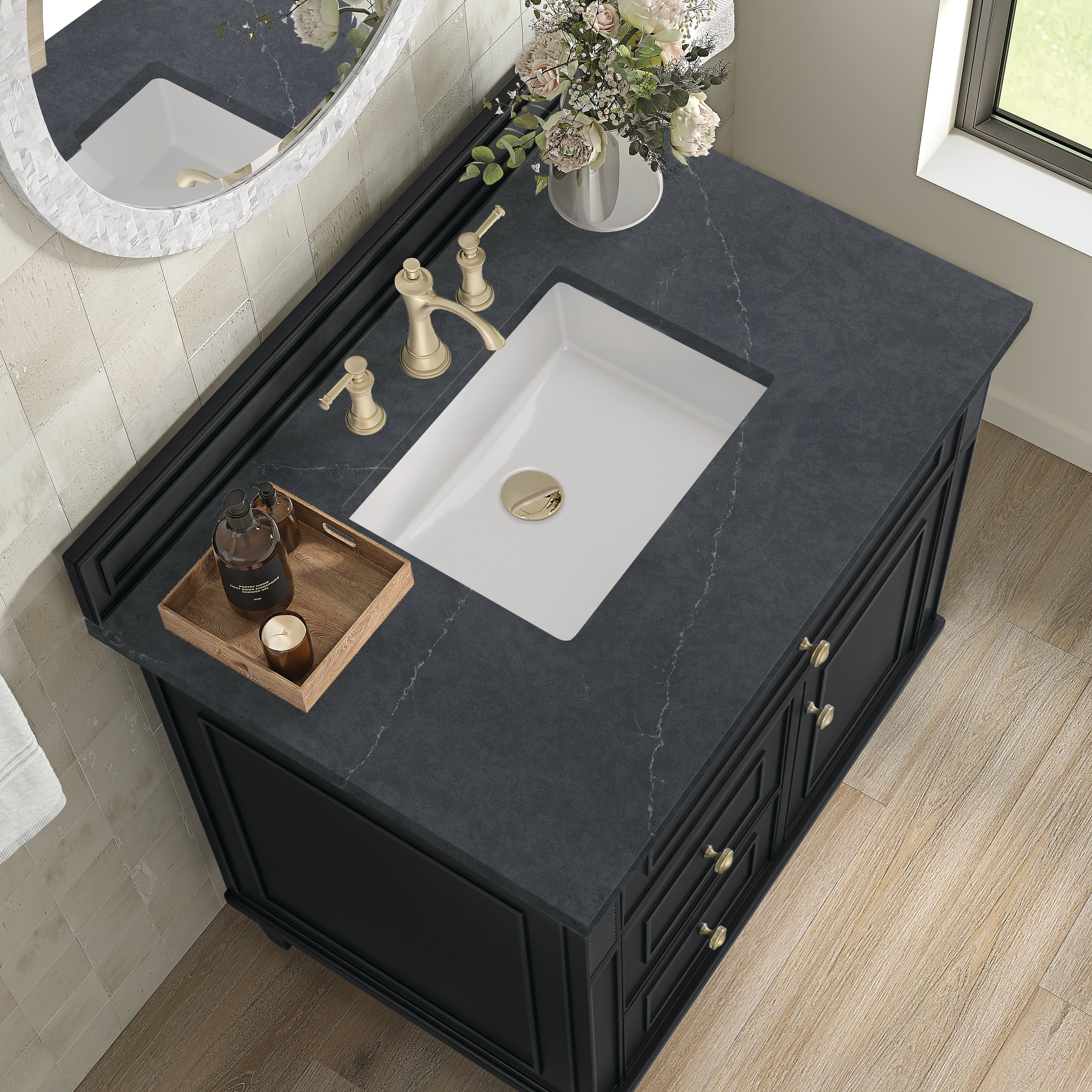 James Martin Lorelai 36" Single Vanity in Black Onyx with 3cm Countertop