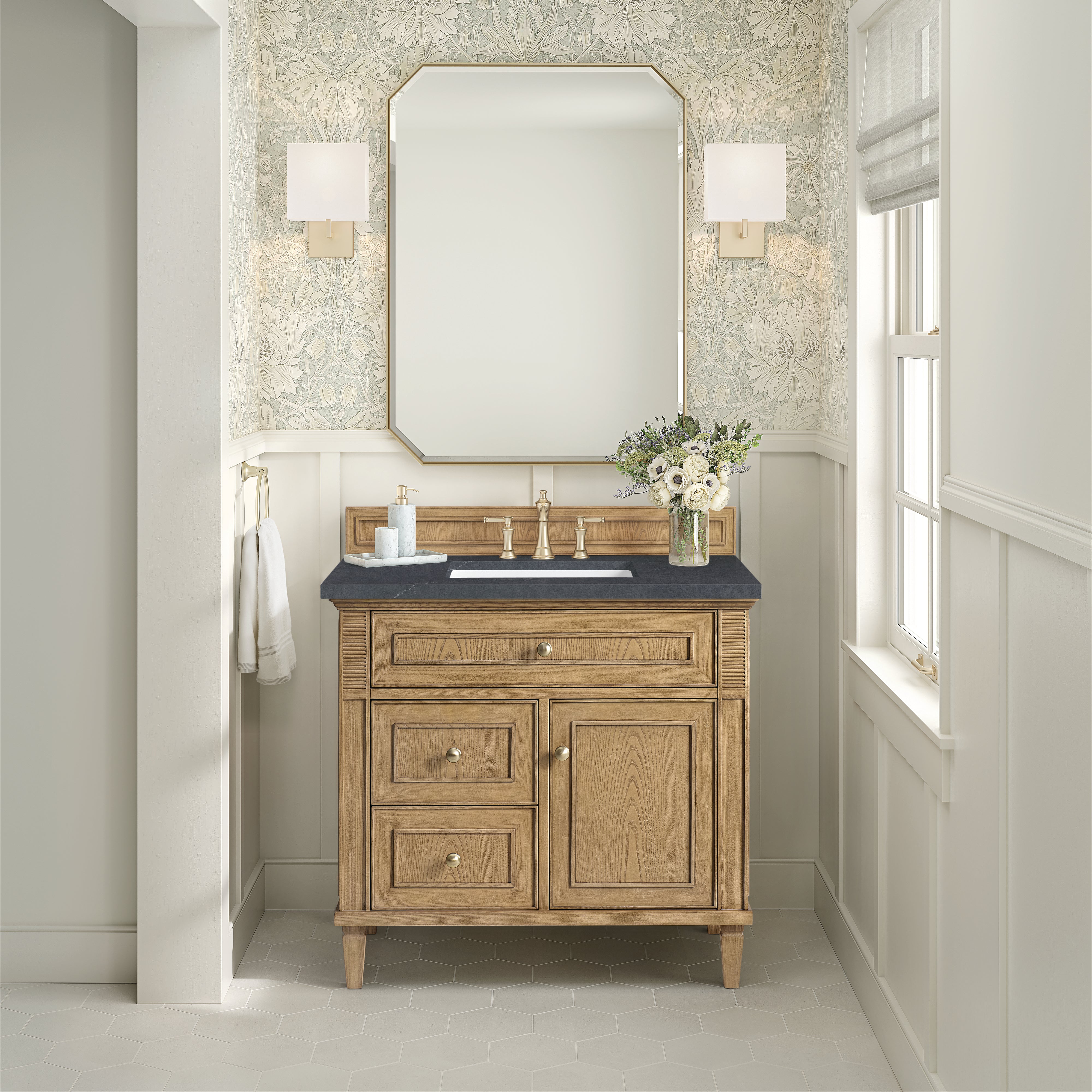 James Martin Lorelai 36" Single Vanity in Light Natural Oak with 3cm Countertop
