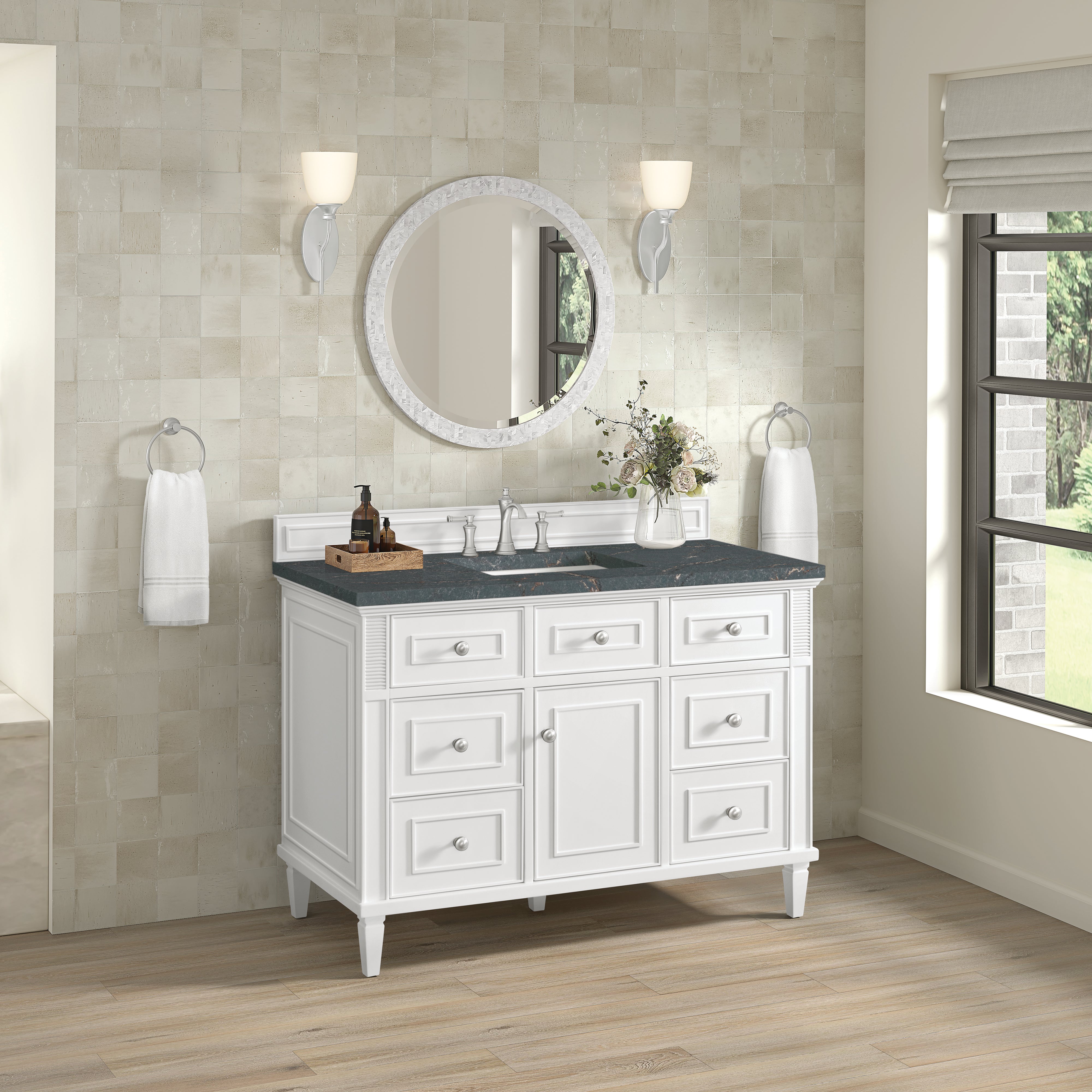 James Martin Lorelai 48" Single Vanity in Bright White with 3cm Countertop