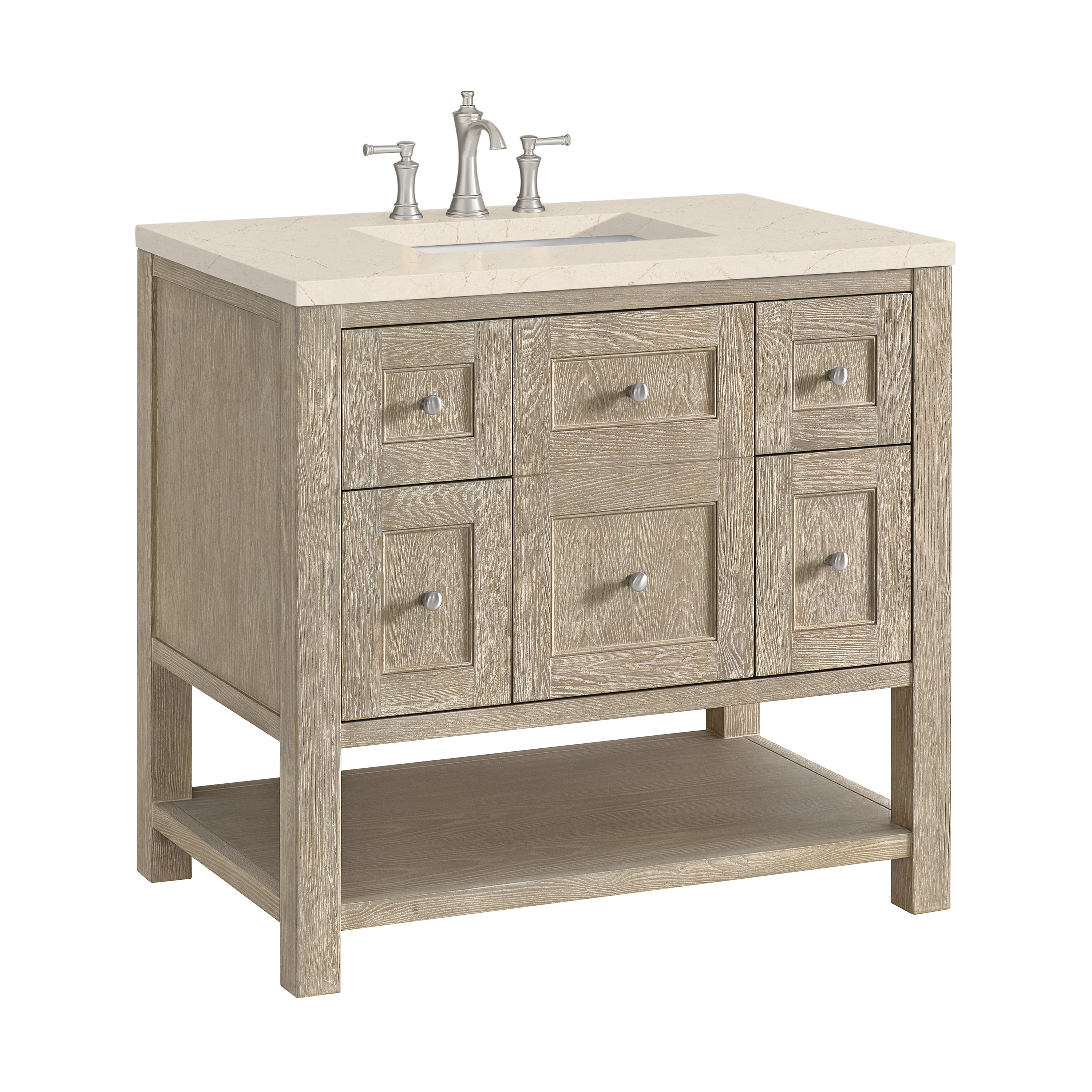 James Martin Breckenridge 36" Single in Whitewashed Oak with 3cm Countertop