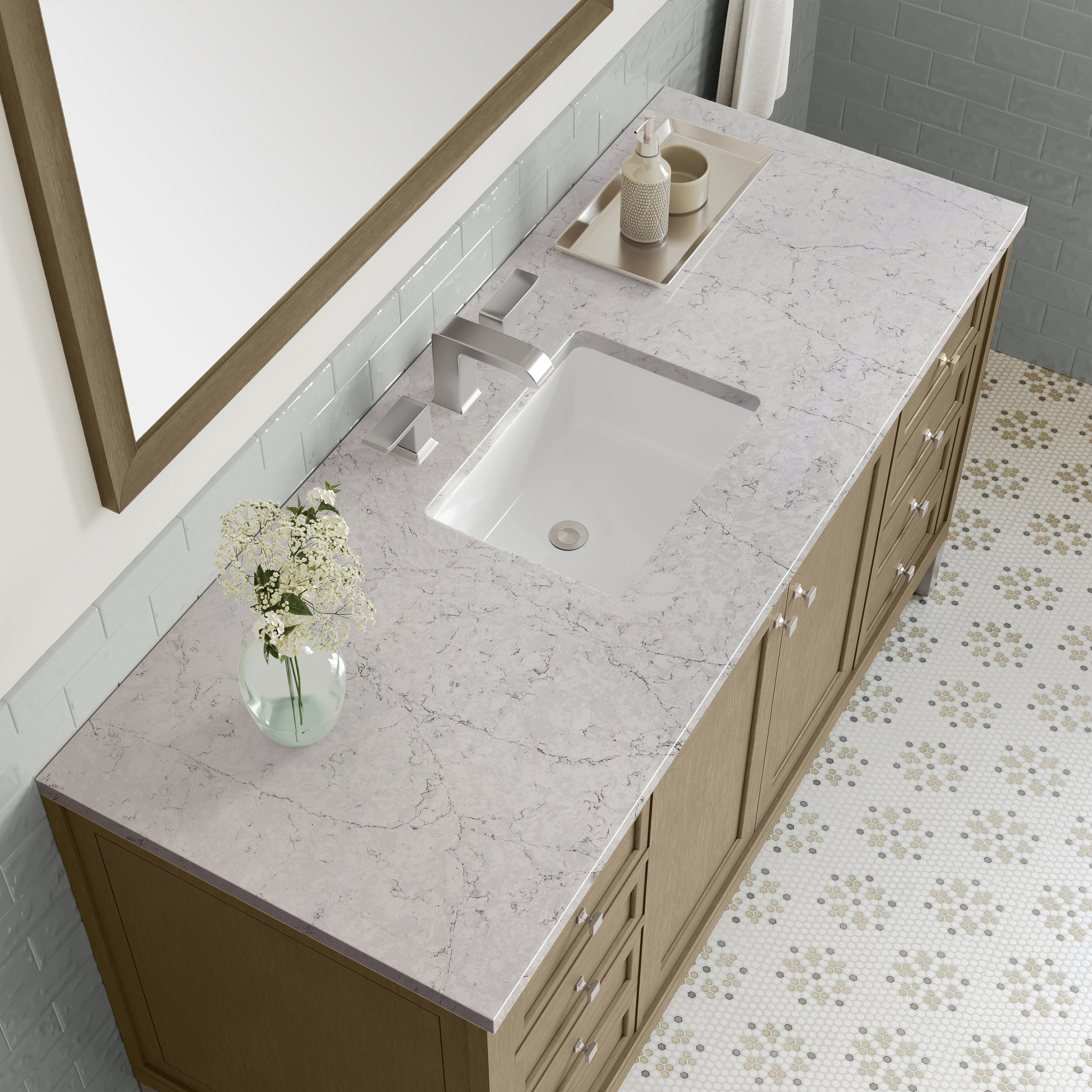 James Martin Chicago 60" Single Vanity in Walnut Whisper with 3cm Countertop