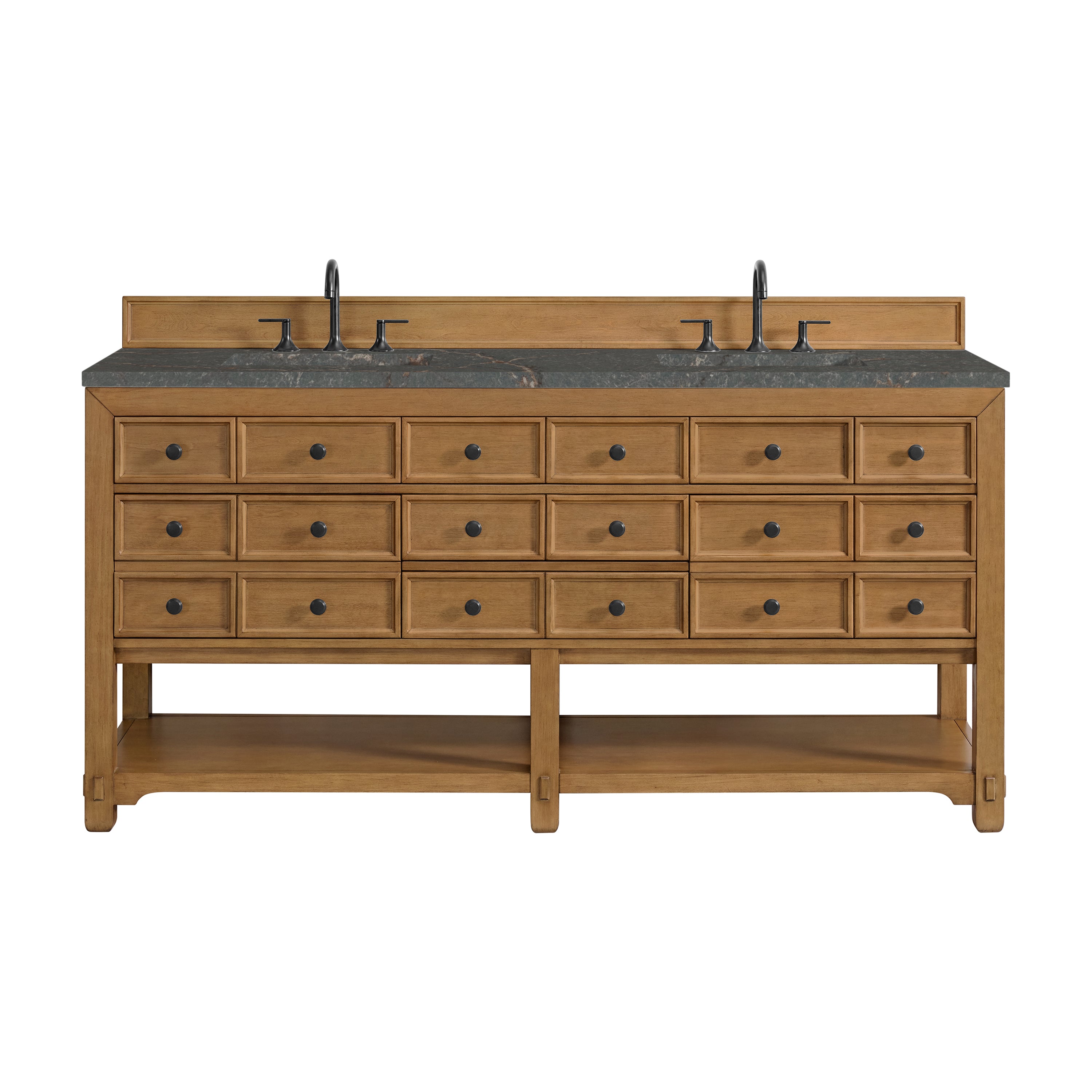 James Martin Malibu 72" Double Vanity in Amber Birch with 3cm Countertop and FreePower Wireless Charger