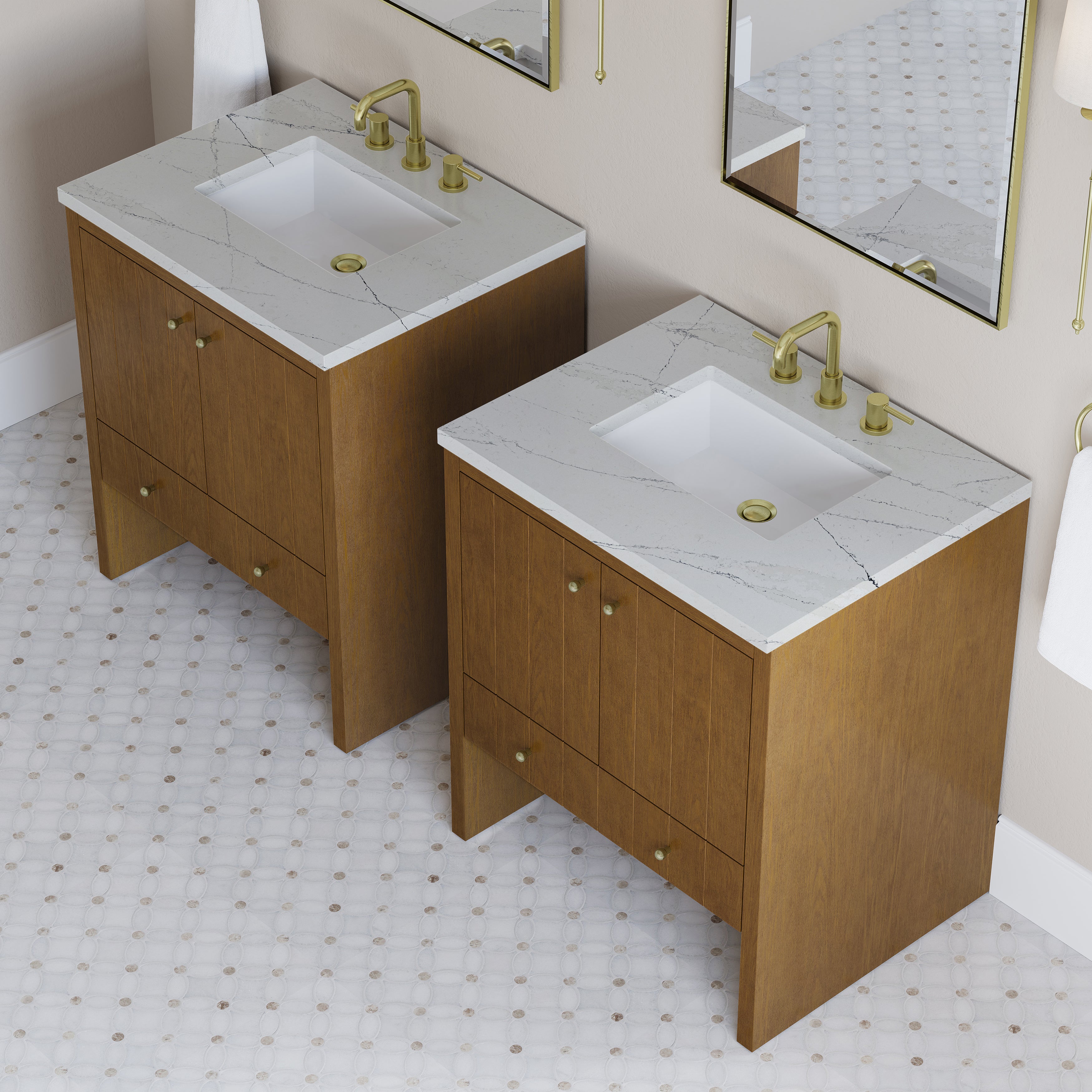 James Martin Hudson 30" Single Vanity in Honey Oak with 3cm Countertop