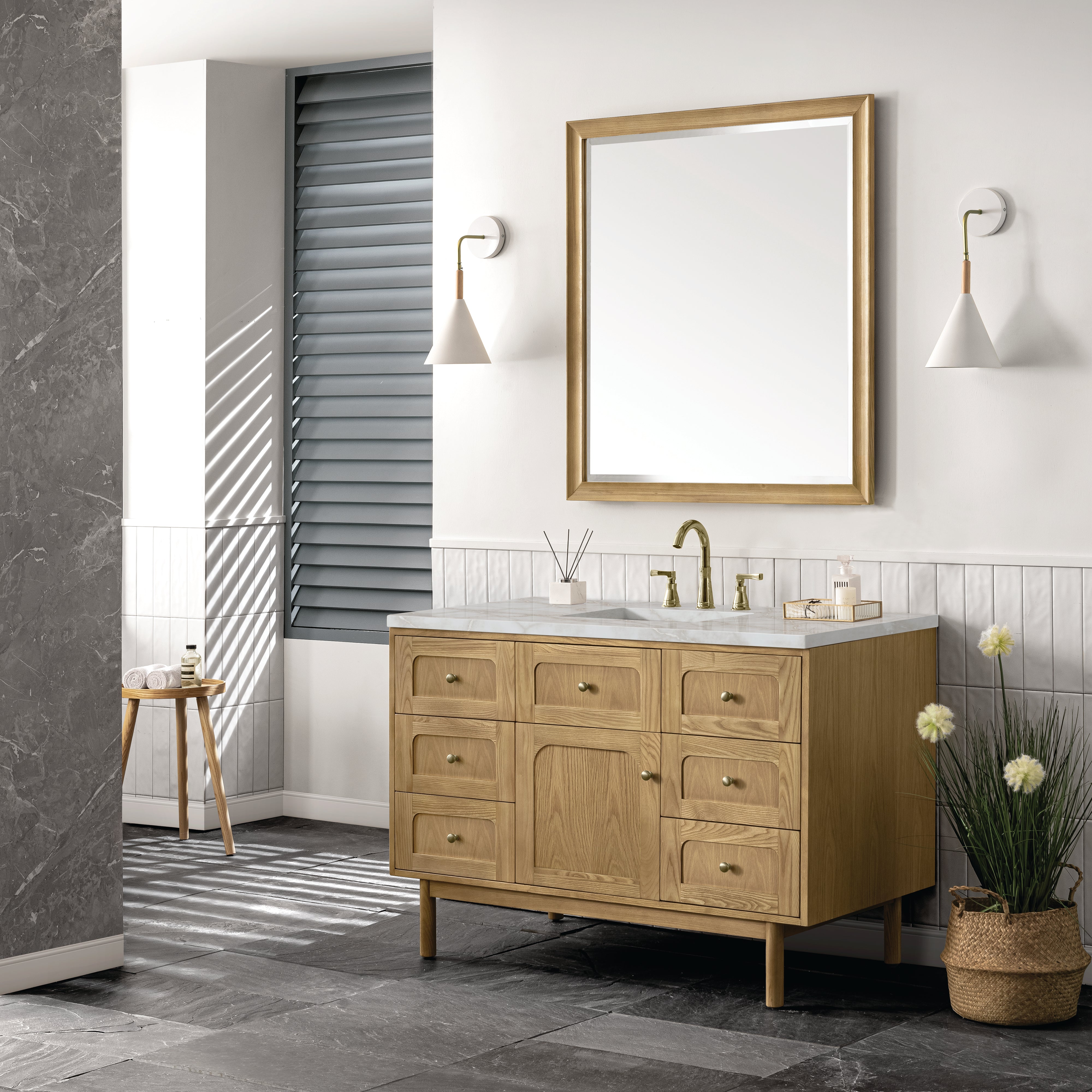 James Martin Laurent 48" Single Vanity in Light Natural Oak with 3cm Countertop