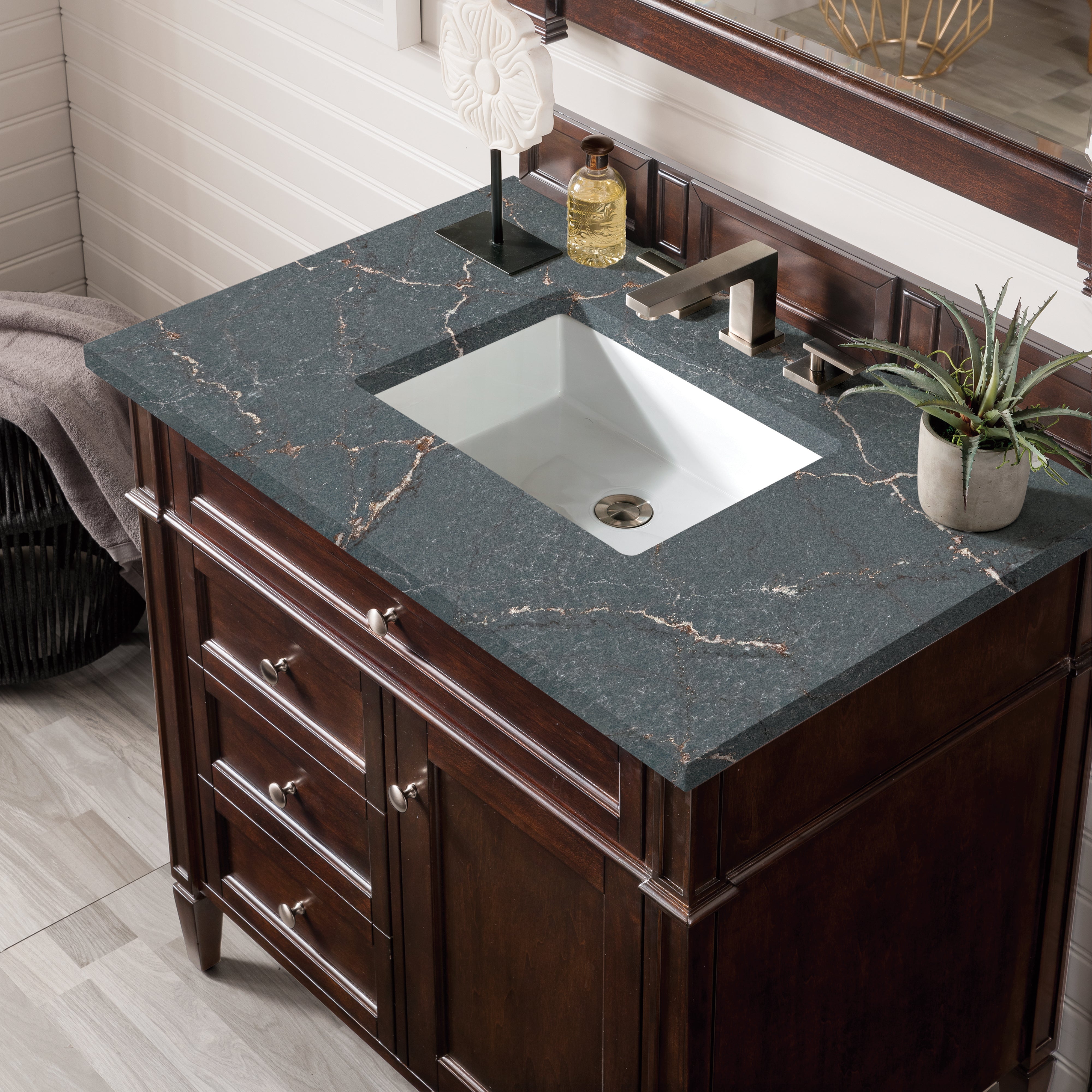 James Martin Brittany 36" Single Vanity in Burnished Mahogany with 3cm Countertop