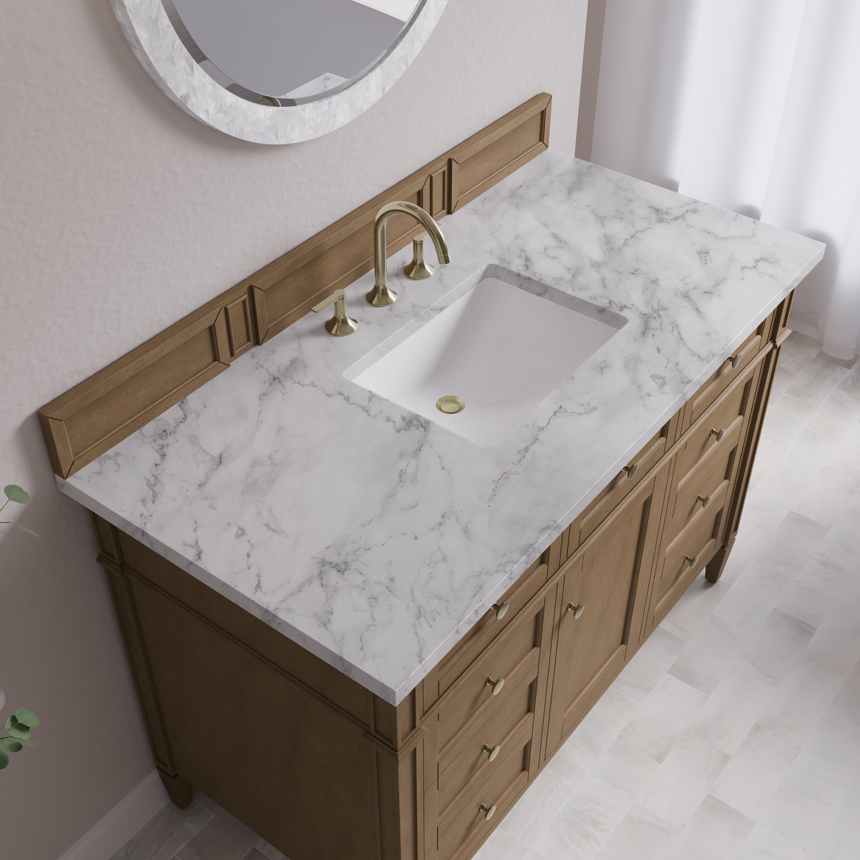 James Martin Brittany 48" Single Vanity in Pecan with 3cm Countertop
