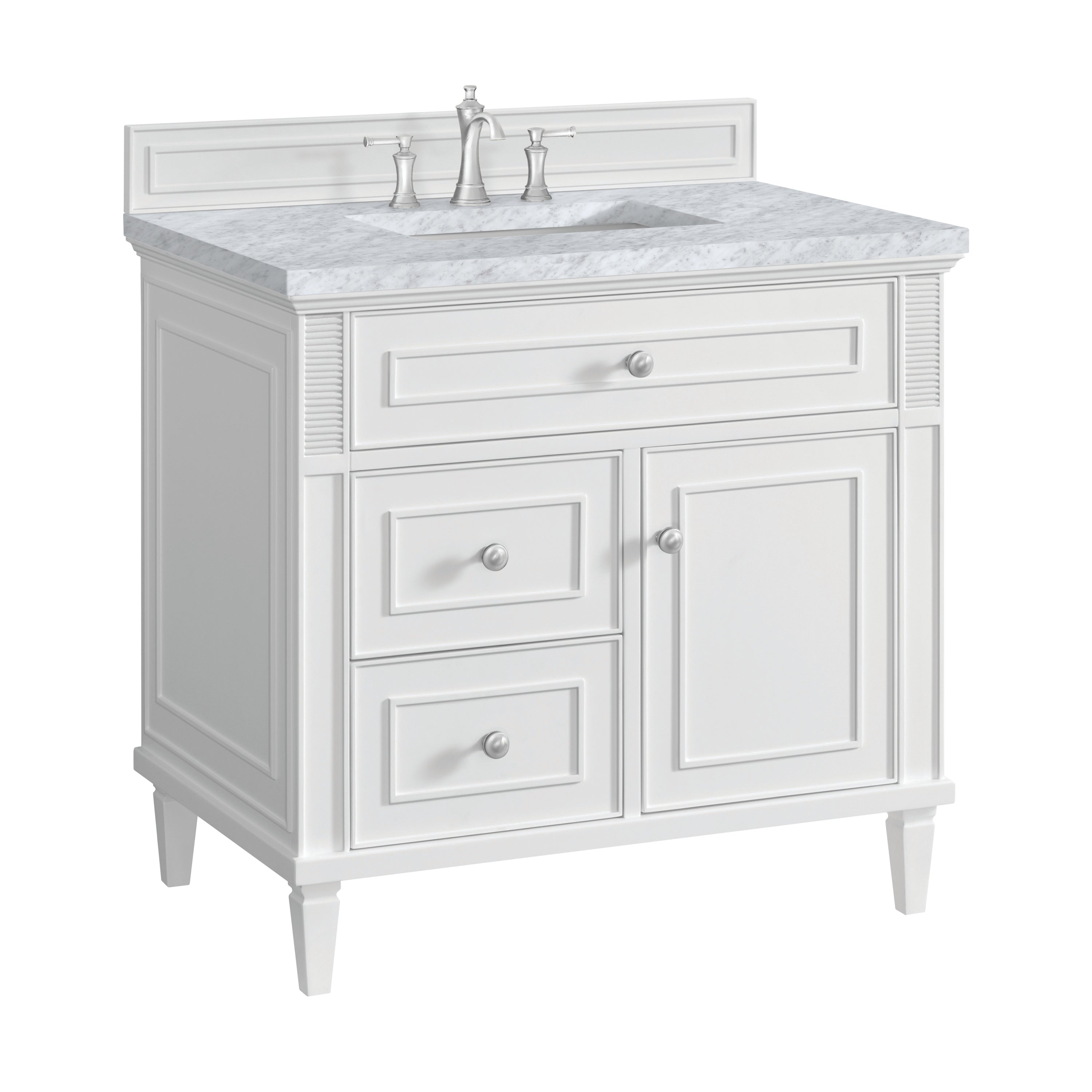 James Martin Lorelai 36" Single Vanity in Bright White with 3cm Countertop