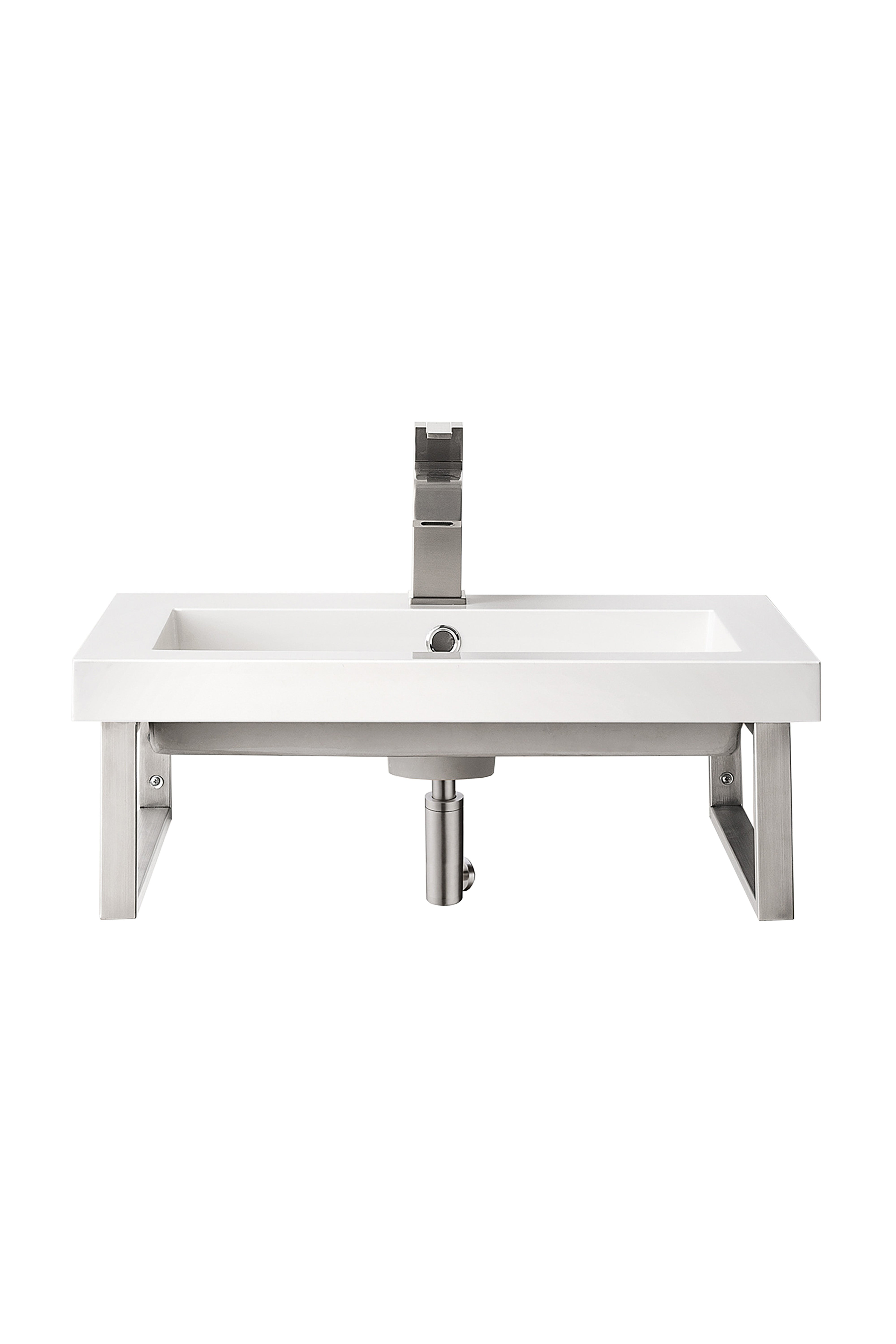 James Martin Two Boston 18" Wall Brackets with 23.6" White Glossy Composite Stone Top