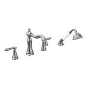 Weymouth Two-Handle Diverter Roman Tub Faucet including Handheld Shower