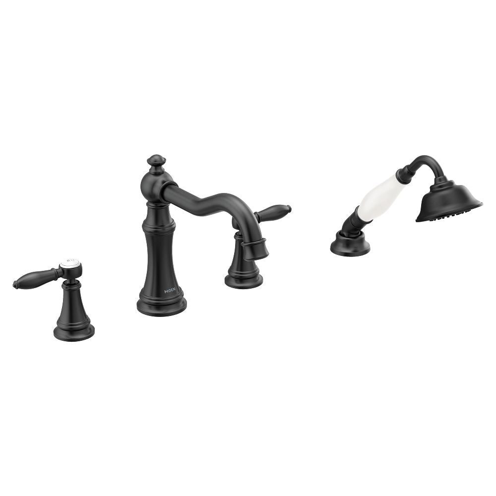 Weymouth Two-Handle Diverter Roman Tub Faucet including Handheld Shower