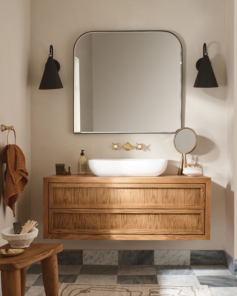Weymouth Two-Handle High Arc Wall Mount Bathroom Faucet