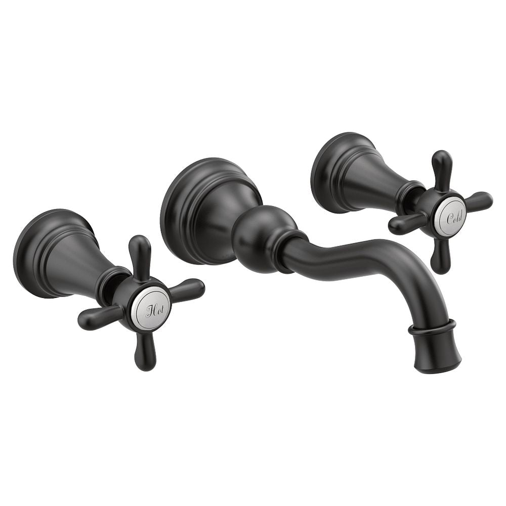 Weymouth Two-Handle High Arc Wall Mount Bathroom Faucet