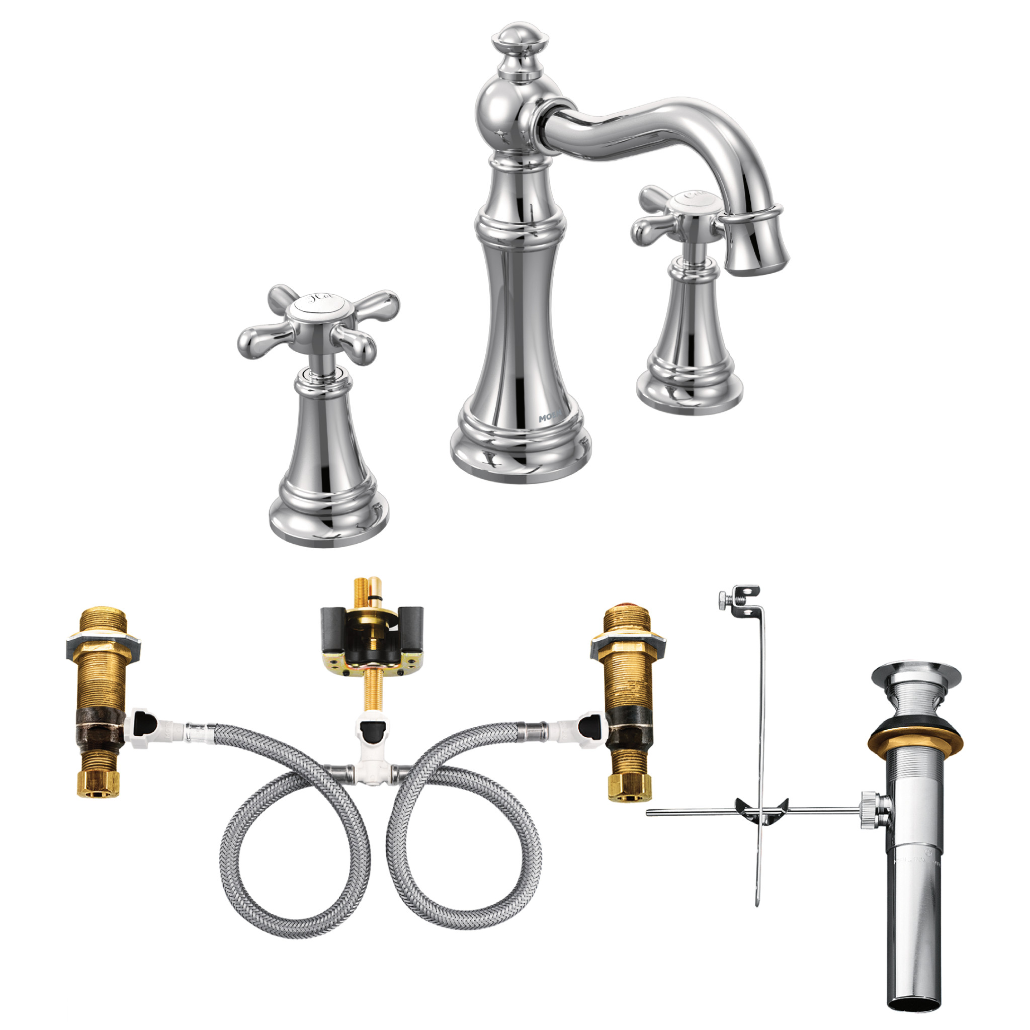 Moen TVS42114 Weymouth Chrome two-handle high arc bathroom faucet