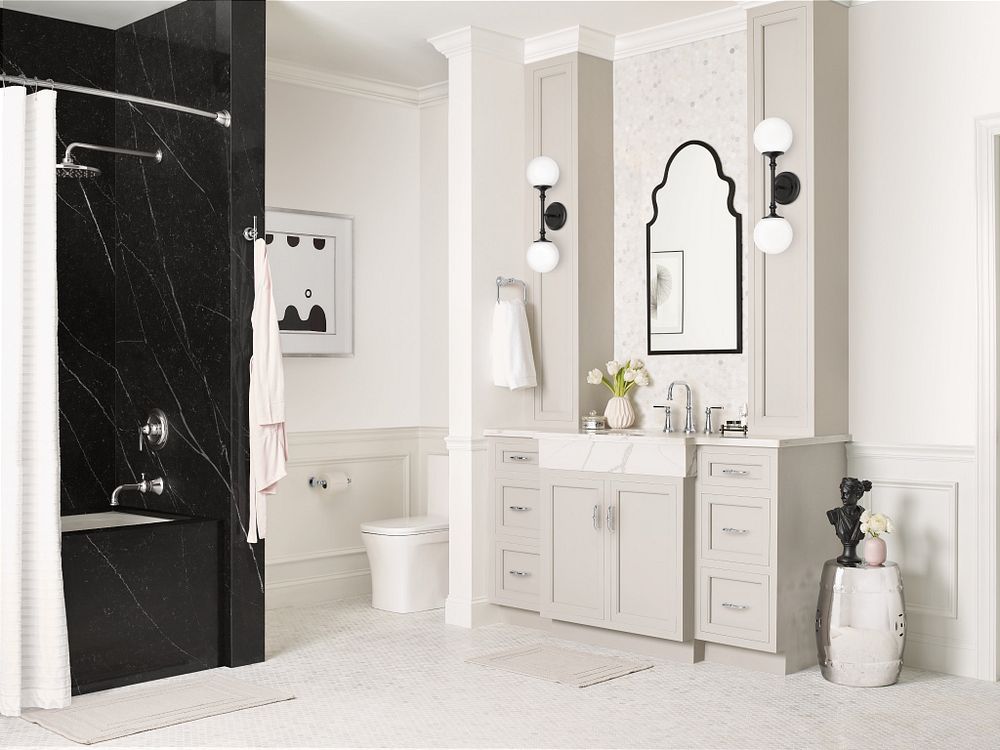 Colinet two-handle high arc bathroom faucet