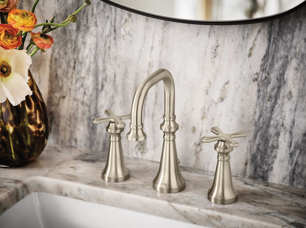 Colinet two-handle high arc bathroom faucet