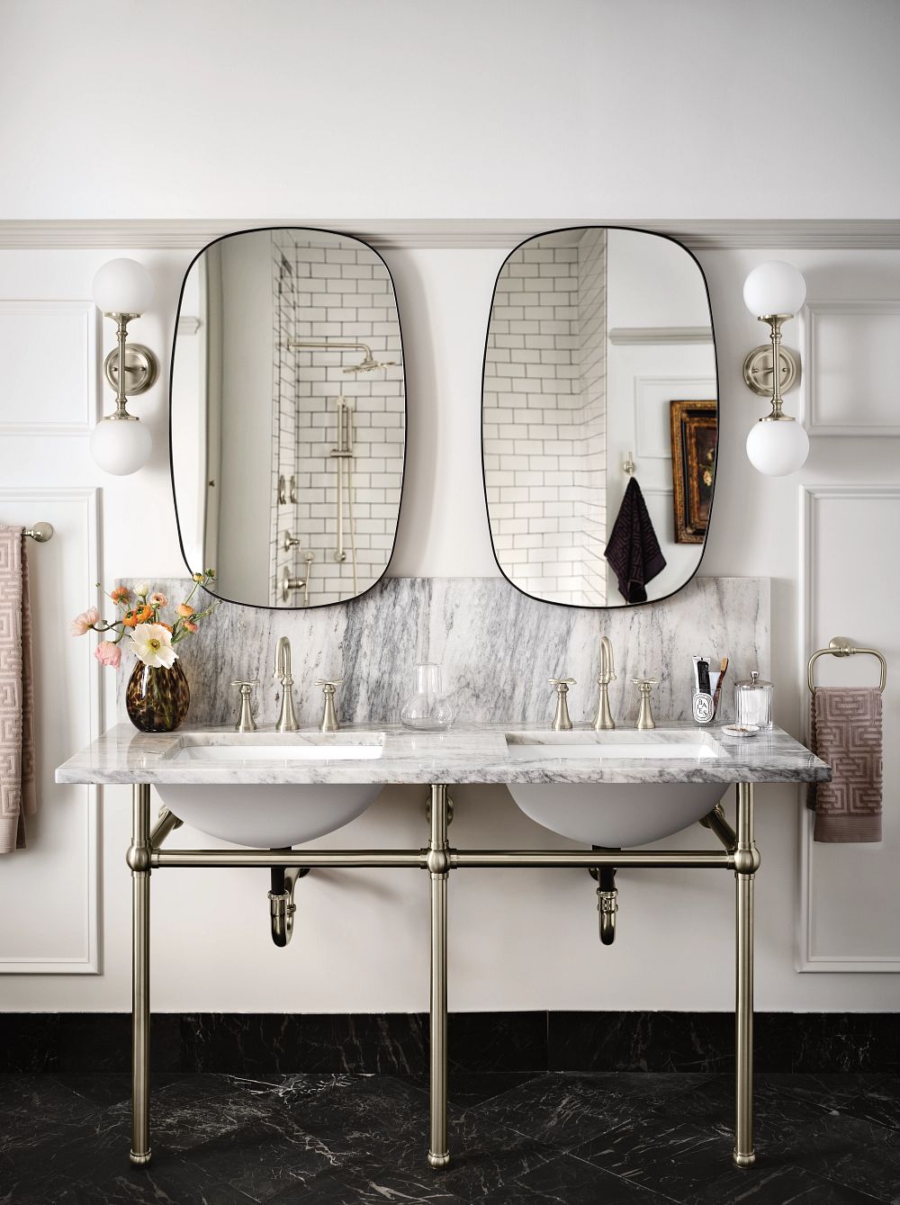 Colinet two-handle high arc bathroom faucet