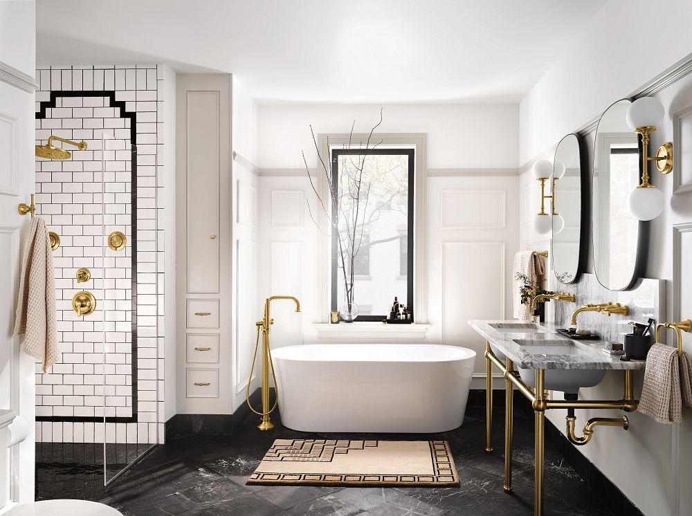 Colinet two-handle wall mount bathroom faucet