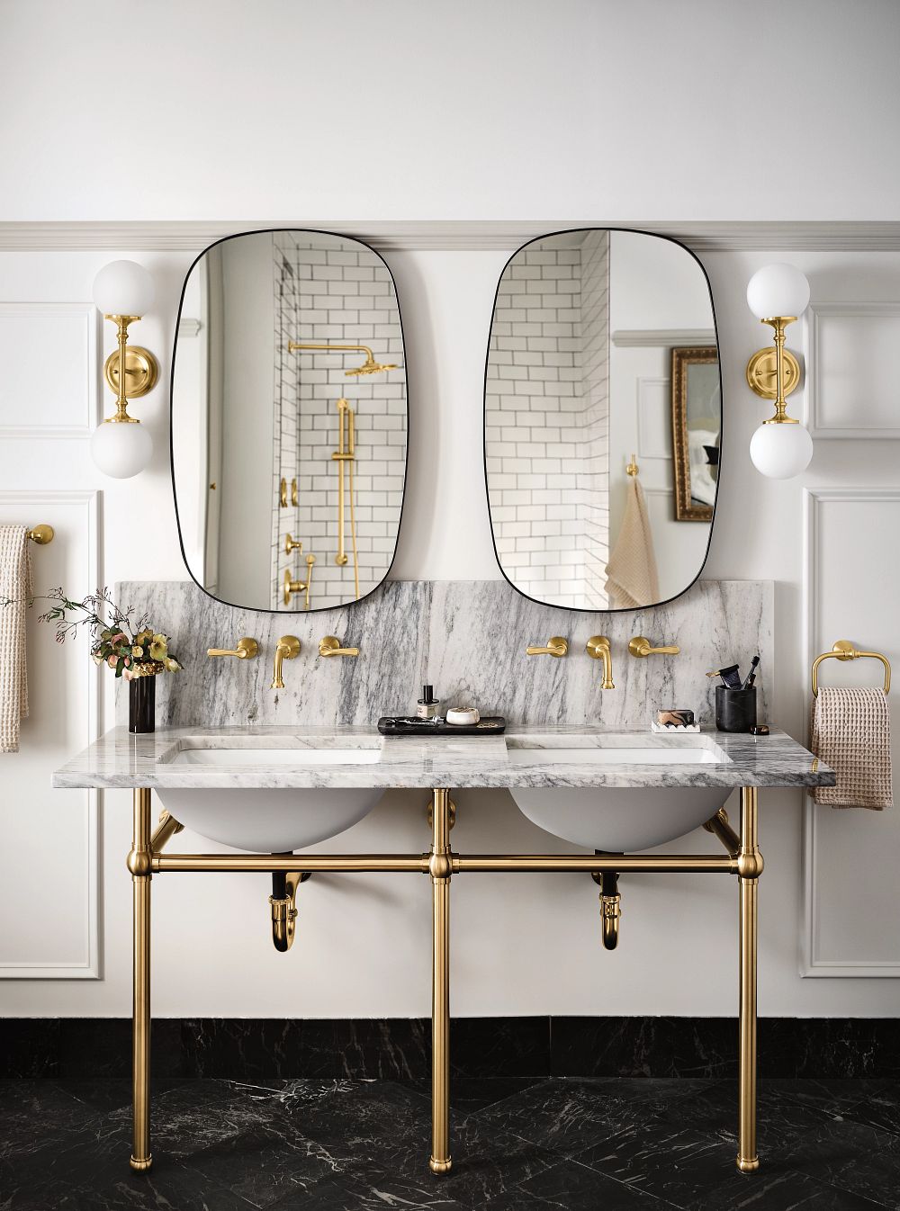 Colinet two-handle wall mount bathroom faucet