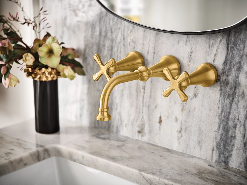 Colinet two-handle wall mount bathroom faucet