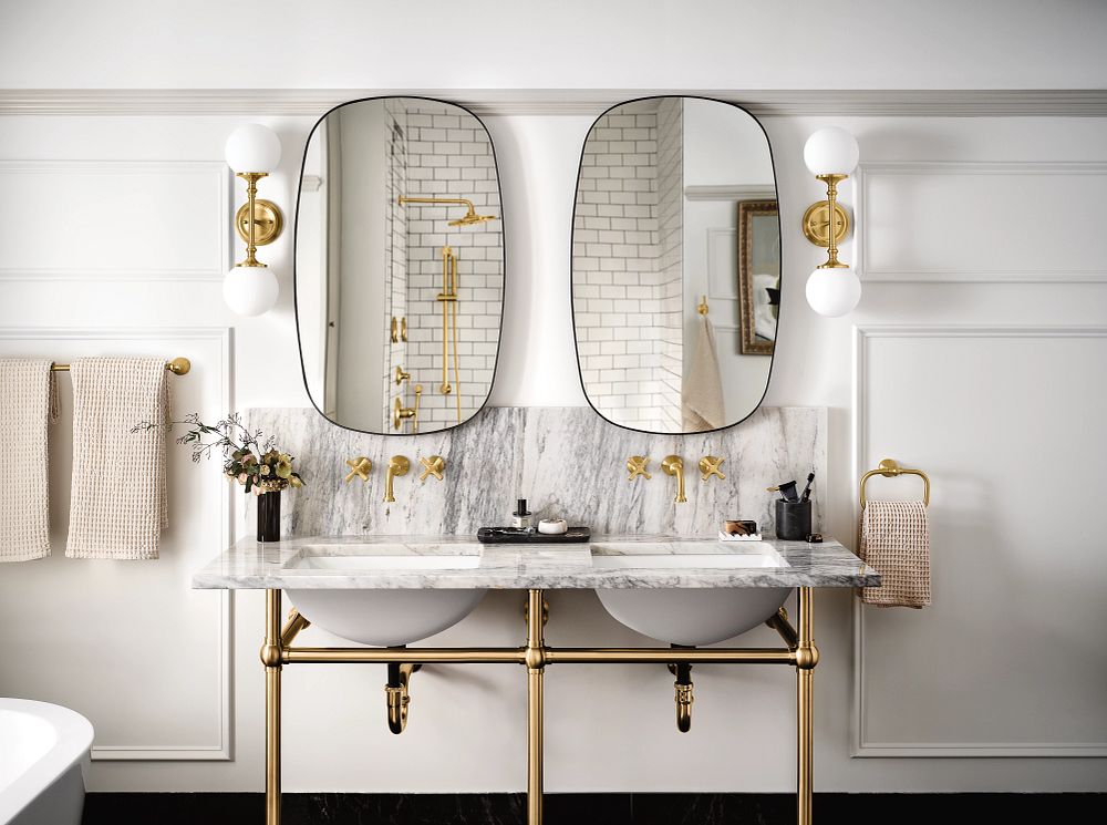 Colinet two-handle wall mount bathroom faucet
