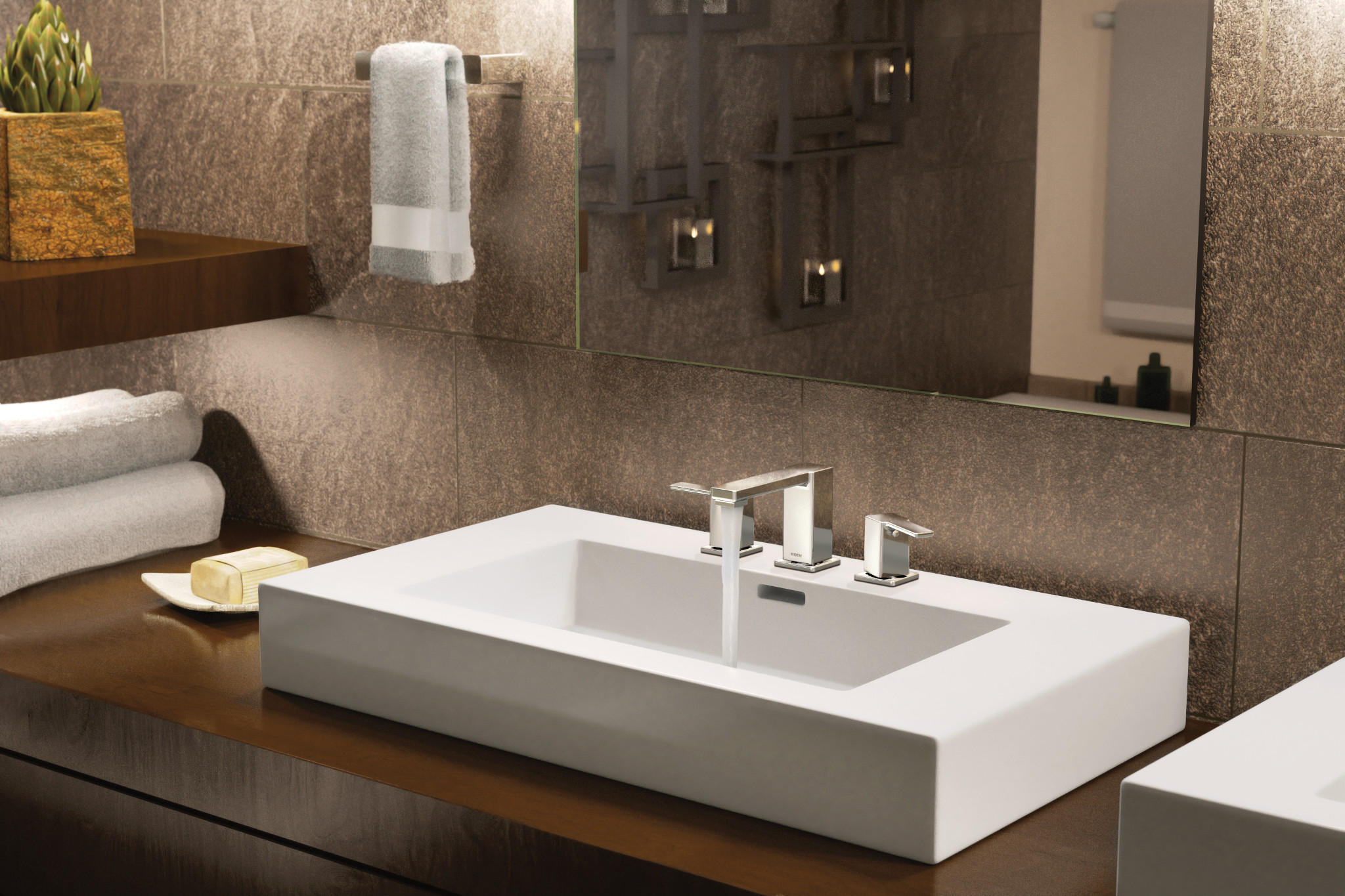 Moen TVS6721 90 Degree Chrome two-handle high arc bathroom faucet