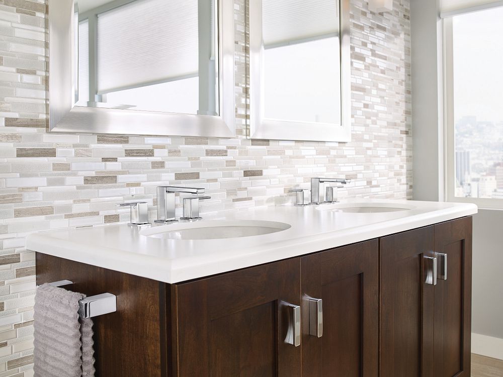 90 Degree Two-Handle Low Arc Bathroom Faucet