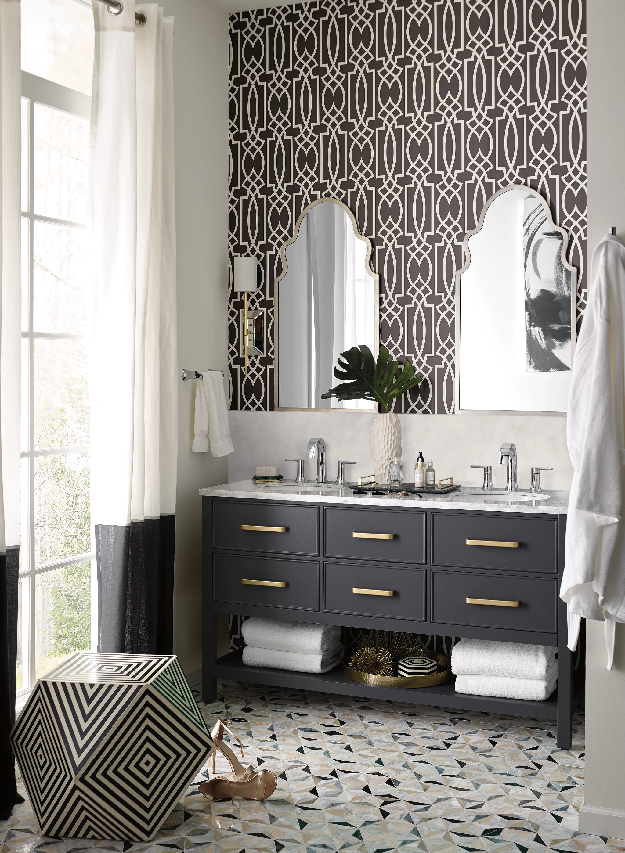 Moen TVS6925 Doux Chrome two-handle high arc bathroom faucet