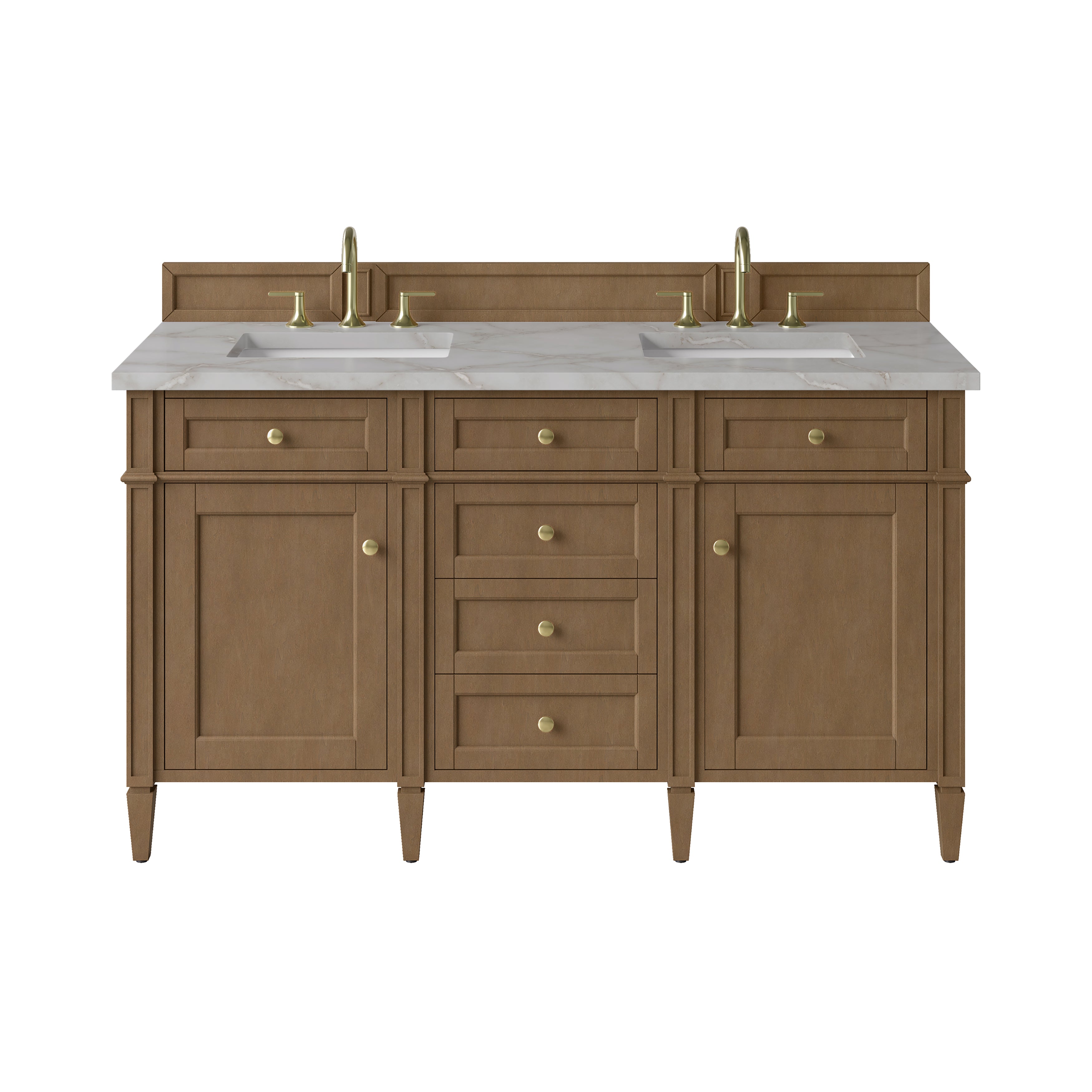 James Martin Brittany 60" Double Vanity in Pecan with 3cm Countertop