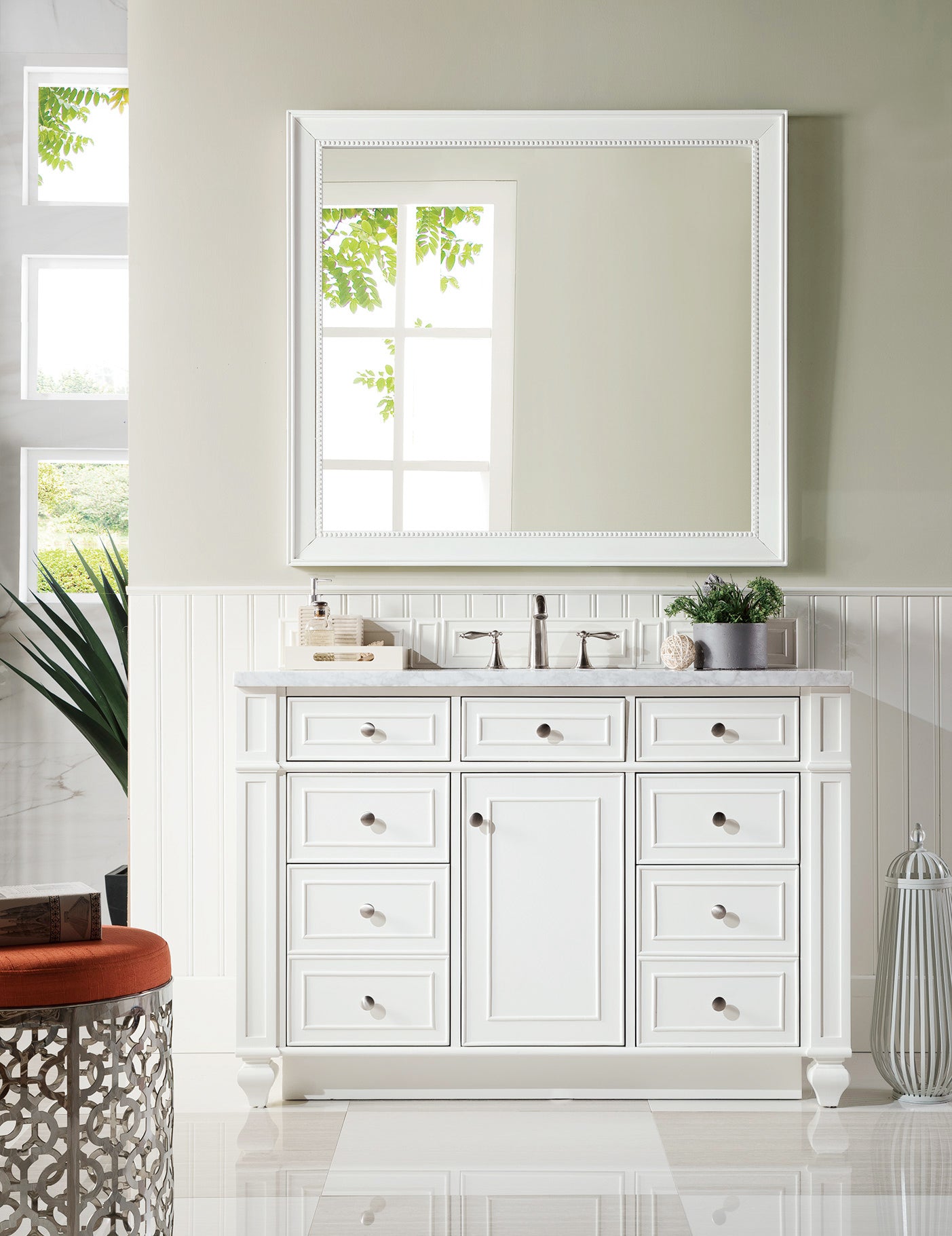 James Martin Bristol 48" Single Vanity in Bright White with 3cm Countertop
