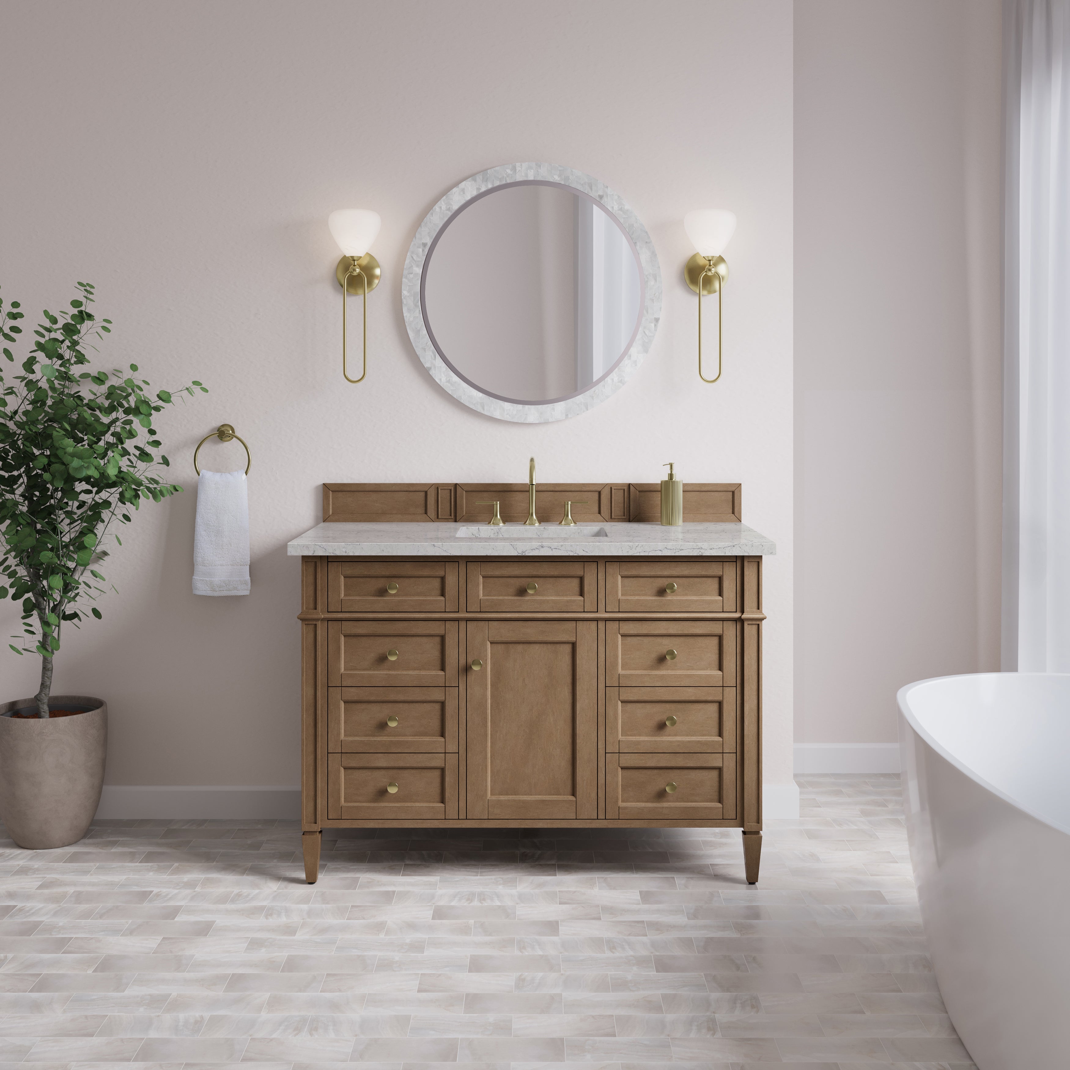 James Martin Brittany 48" Single Vanity in Pecan with 3cm Countertop
