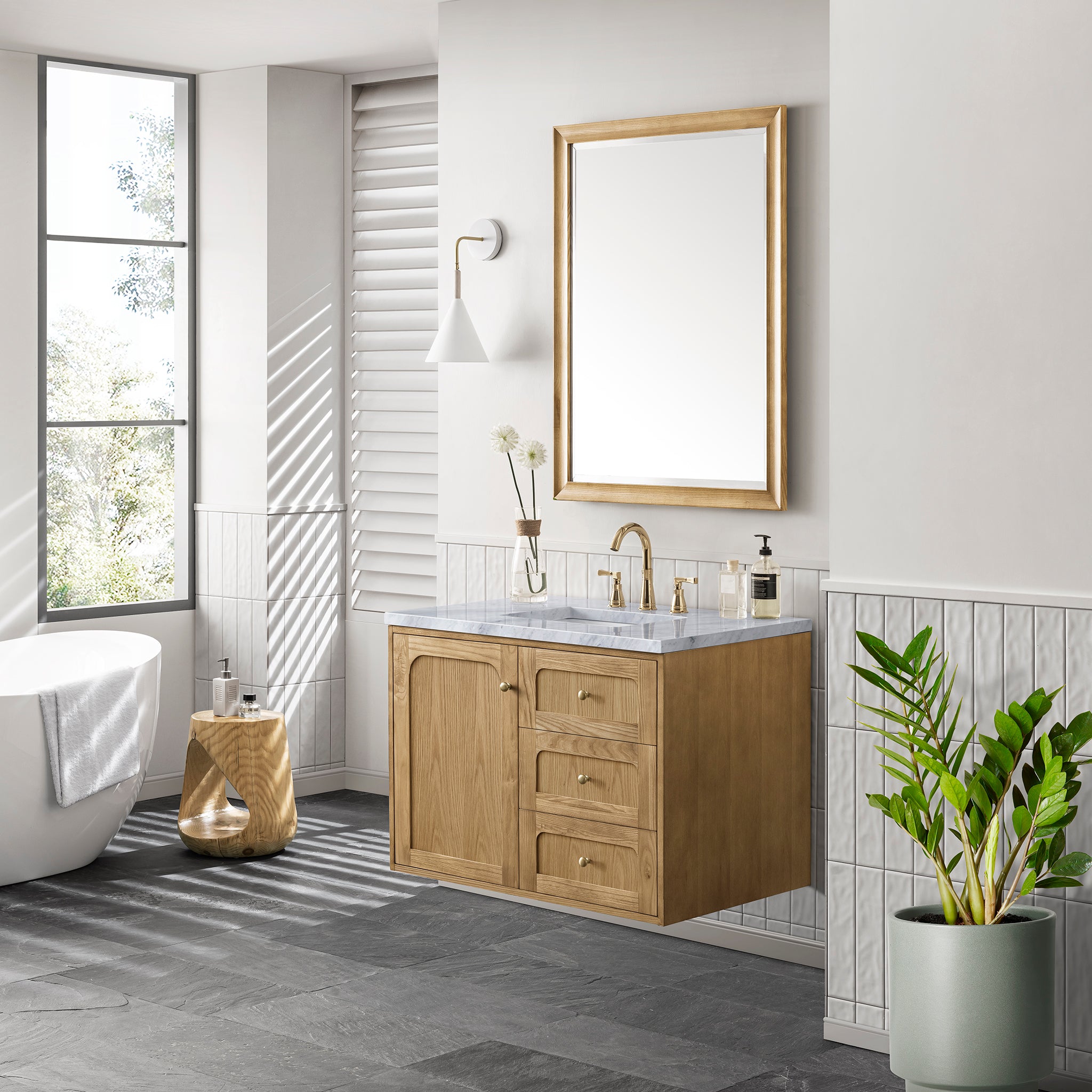 James Martin Laurent 36" Single Vanity in Light Natural Oak with 3cm Countertop