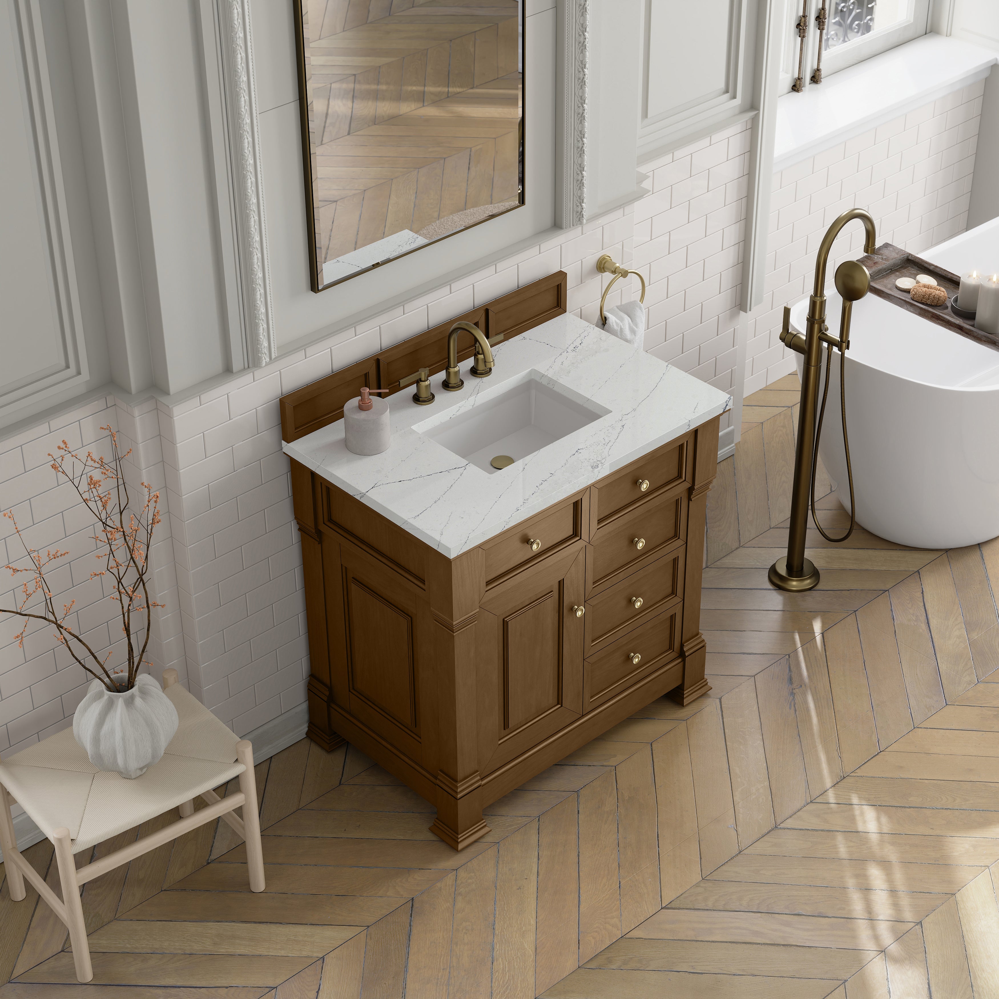 James Martin Brookfield 36" Single Vanity in Honey Oak with 3cm Countertop