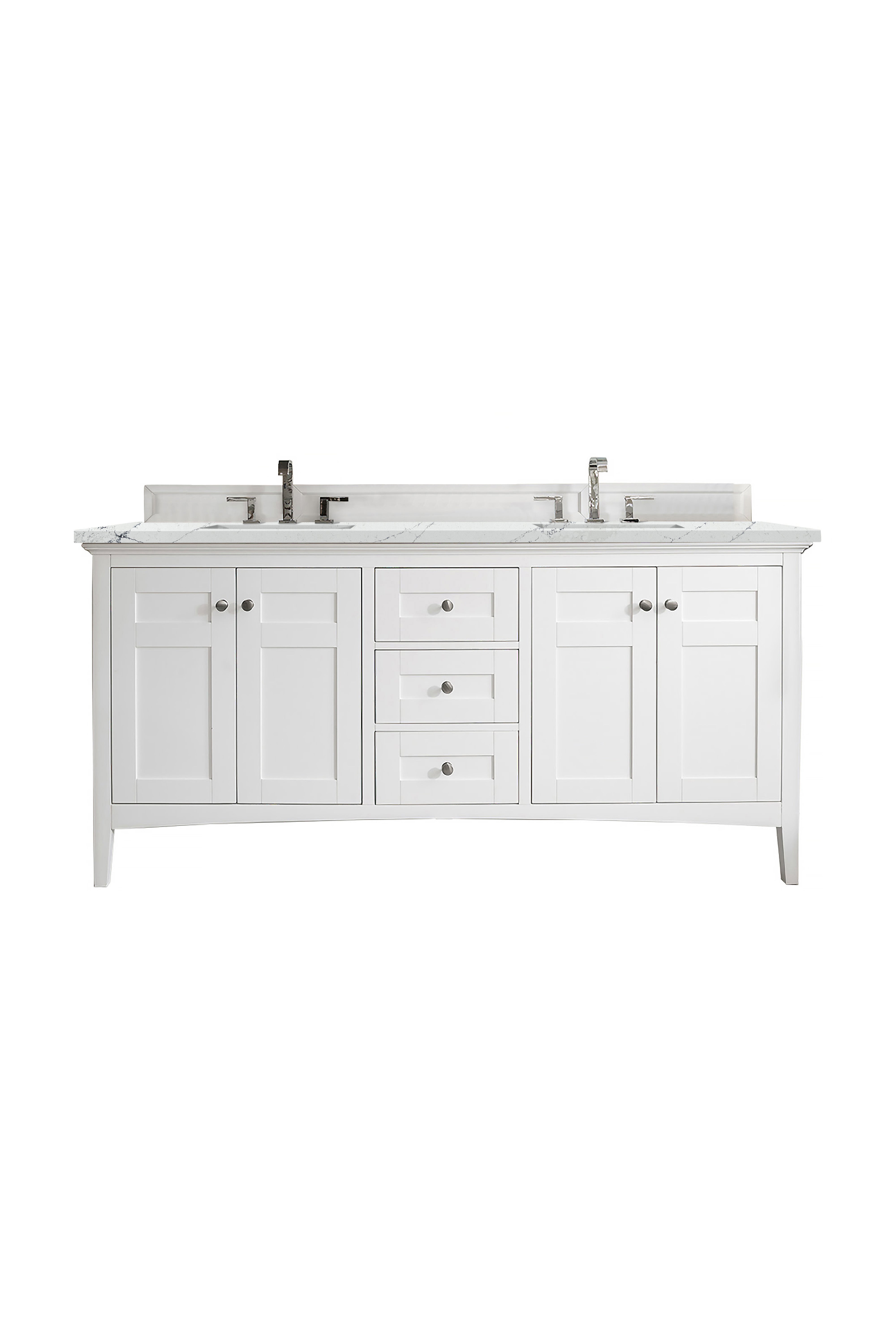 James Martin Palisades 72" Double Vanity in Bright White with 3cm Countertop
