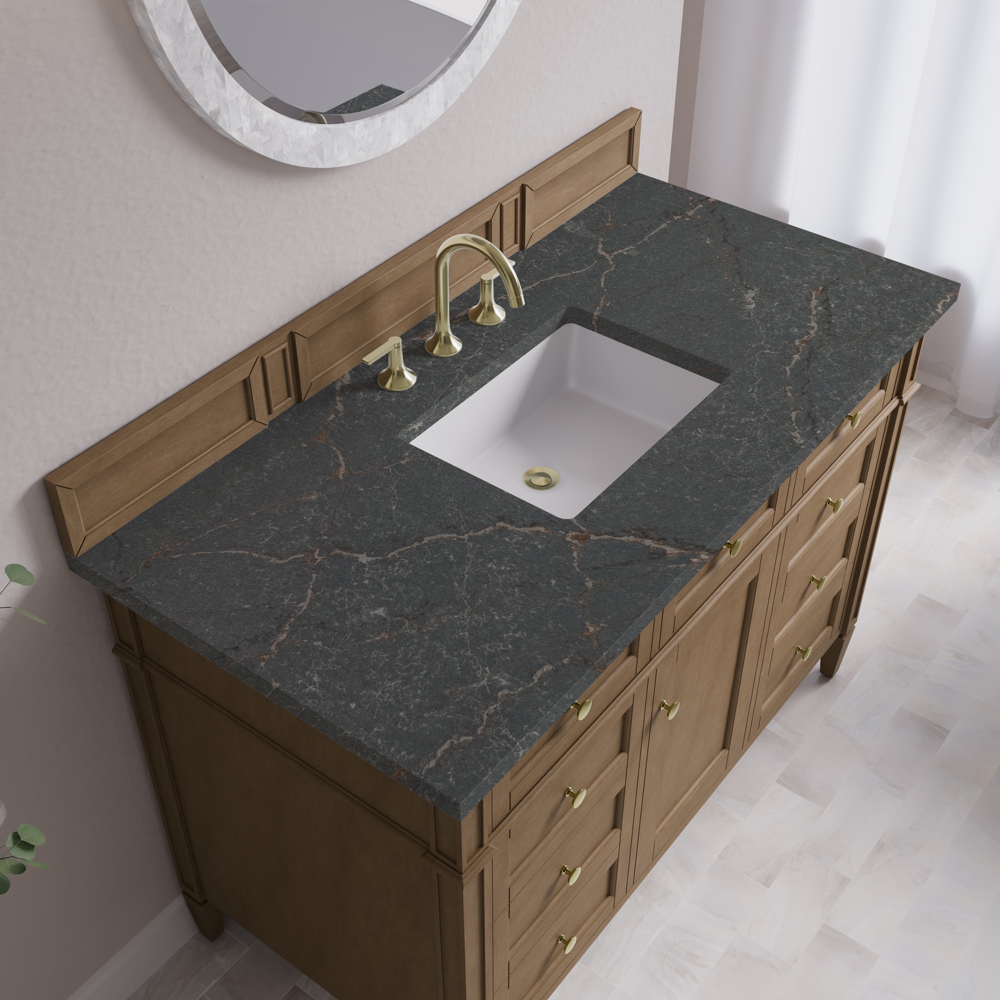 James Martin Brittany 48" Single Vanity in Pecan with 3cm Countertop