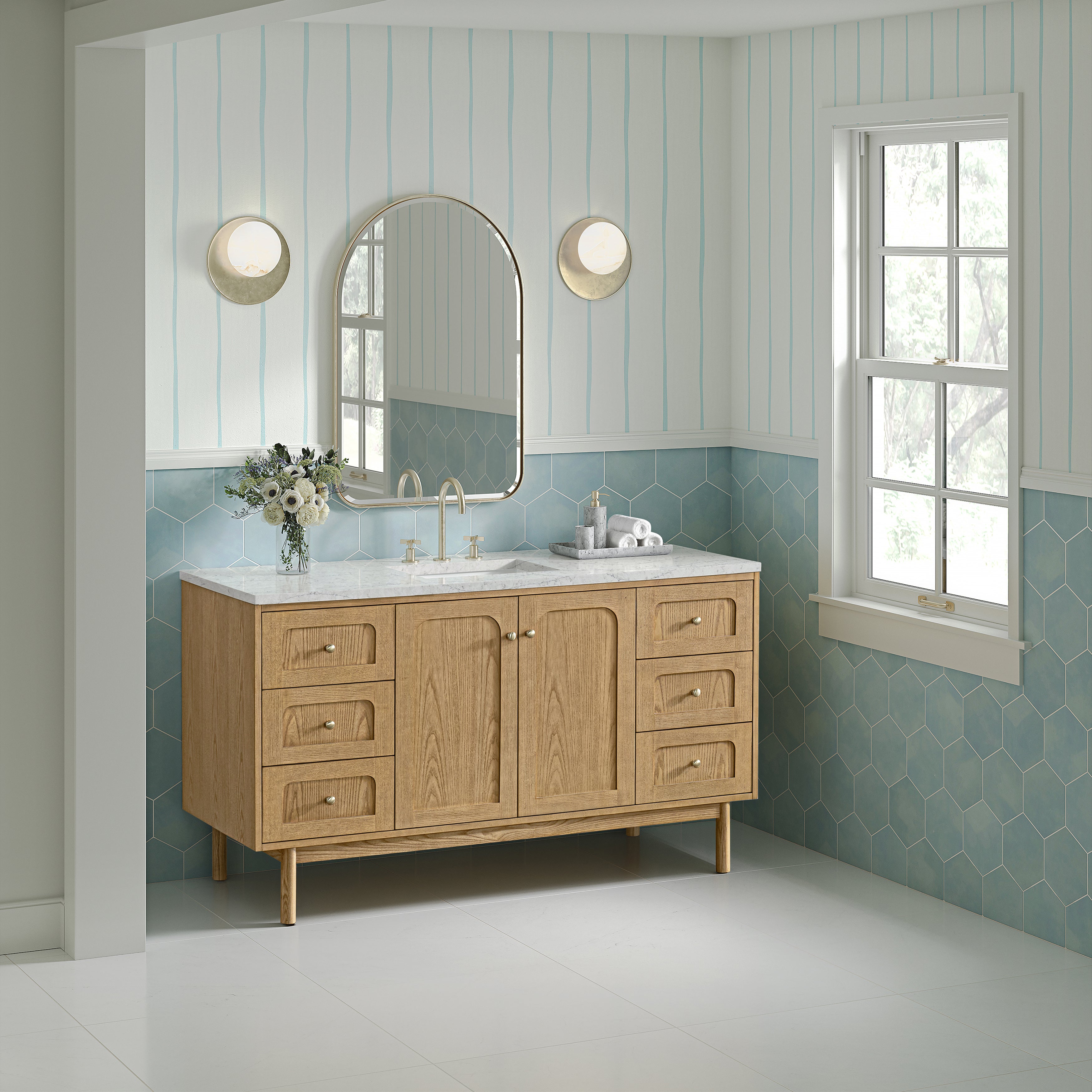 James Martin Laurent 60" Single Vanity in Light Natural Oak with 3cm Countertop