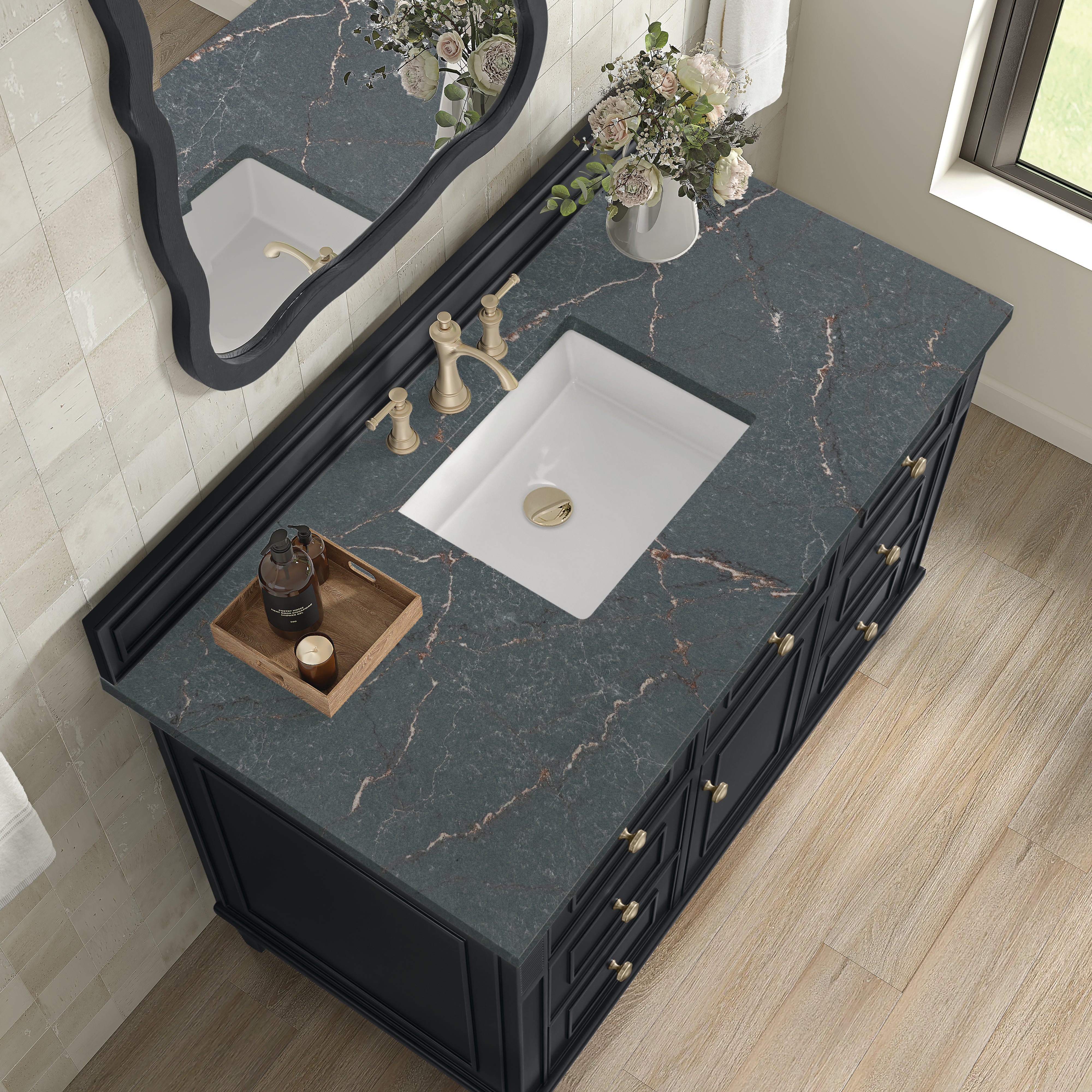 James Martin Lorelai 48" Single Vanity in Black Onyx with 3cm Countertop
