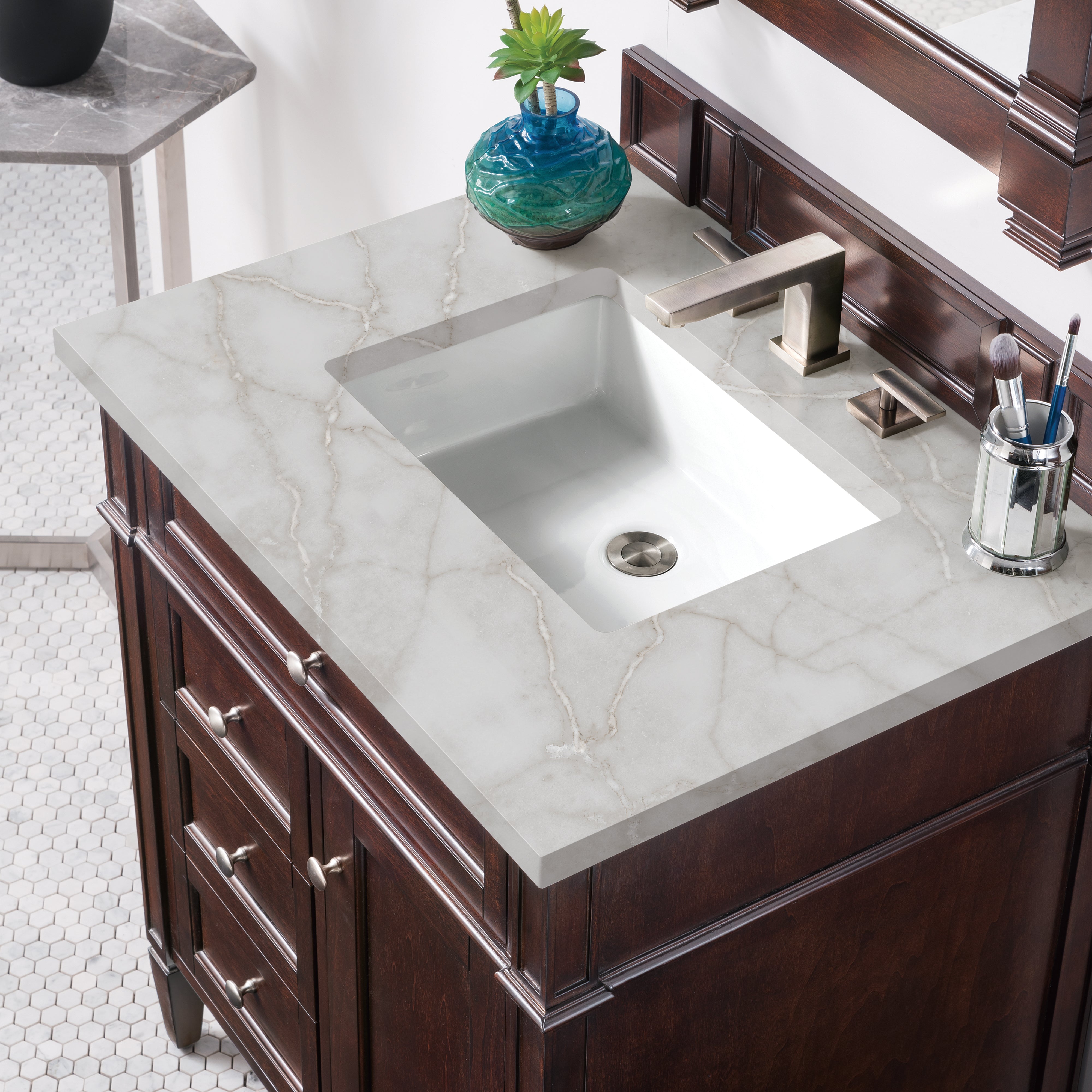 James Martin Brittany 30" Single Vanity in Burnished Mahogany with 3cm Countertop