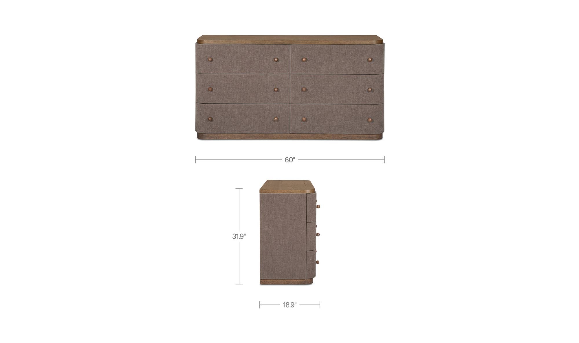 Moes Simone 6 Drawer Dresser Brown TU-1003