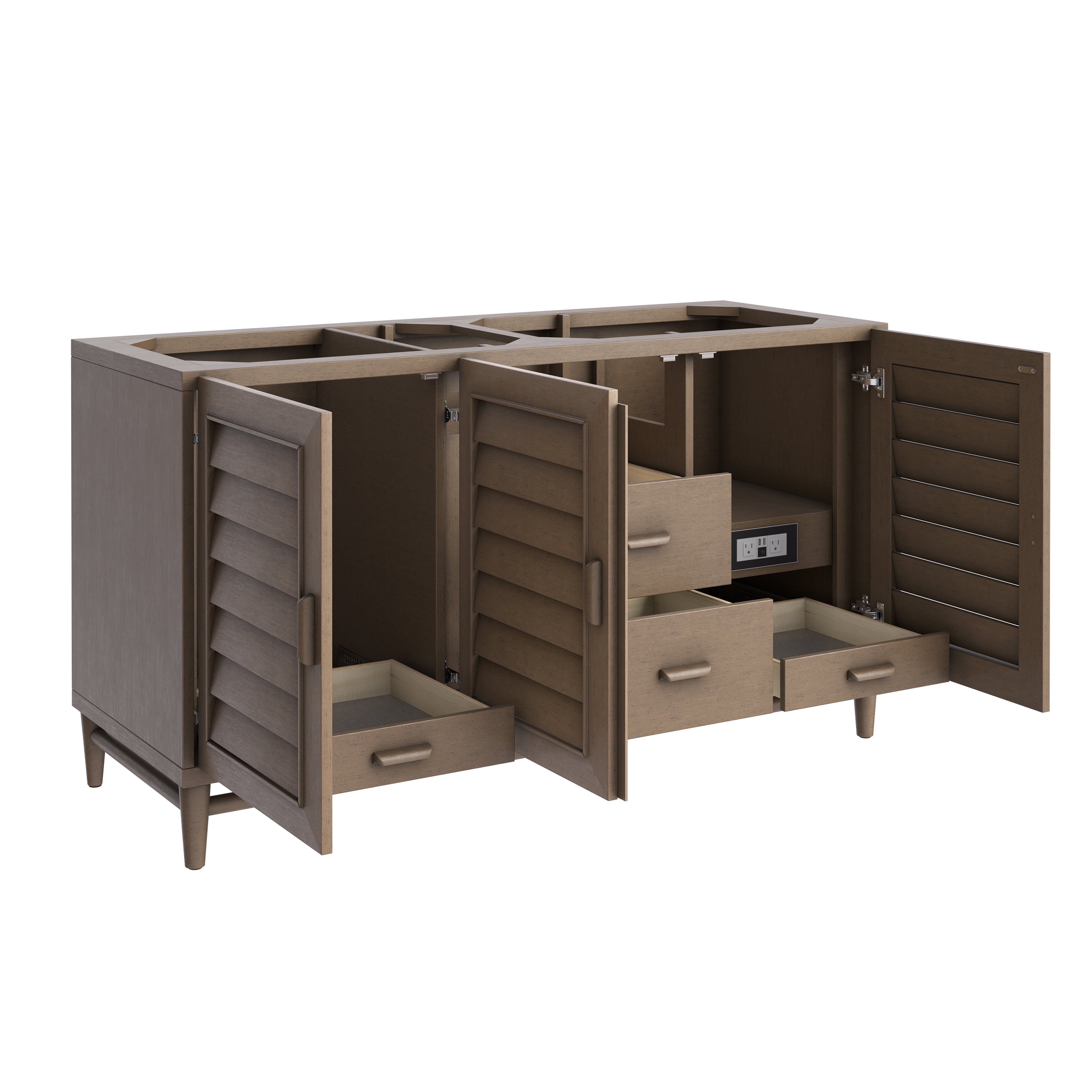 James Martin Portland 60" Double Vanity in Whitewashed Walnut with 3cm Countertop