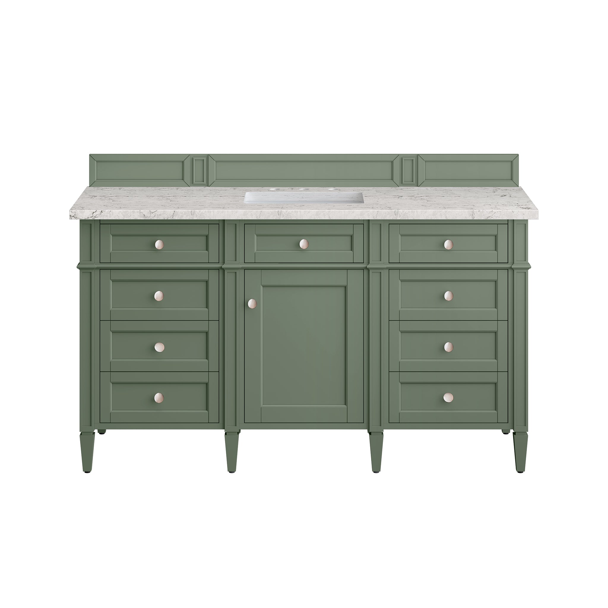 James Martin Brittany 60" Single Vanity in Smokey Celadon with 3cm Countertop and FreePower Wireless Charger