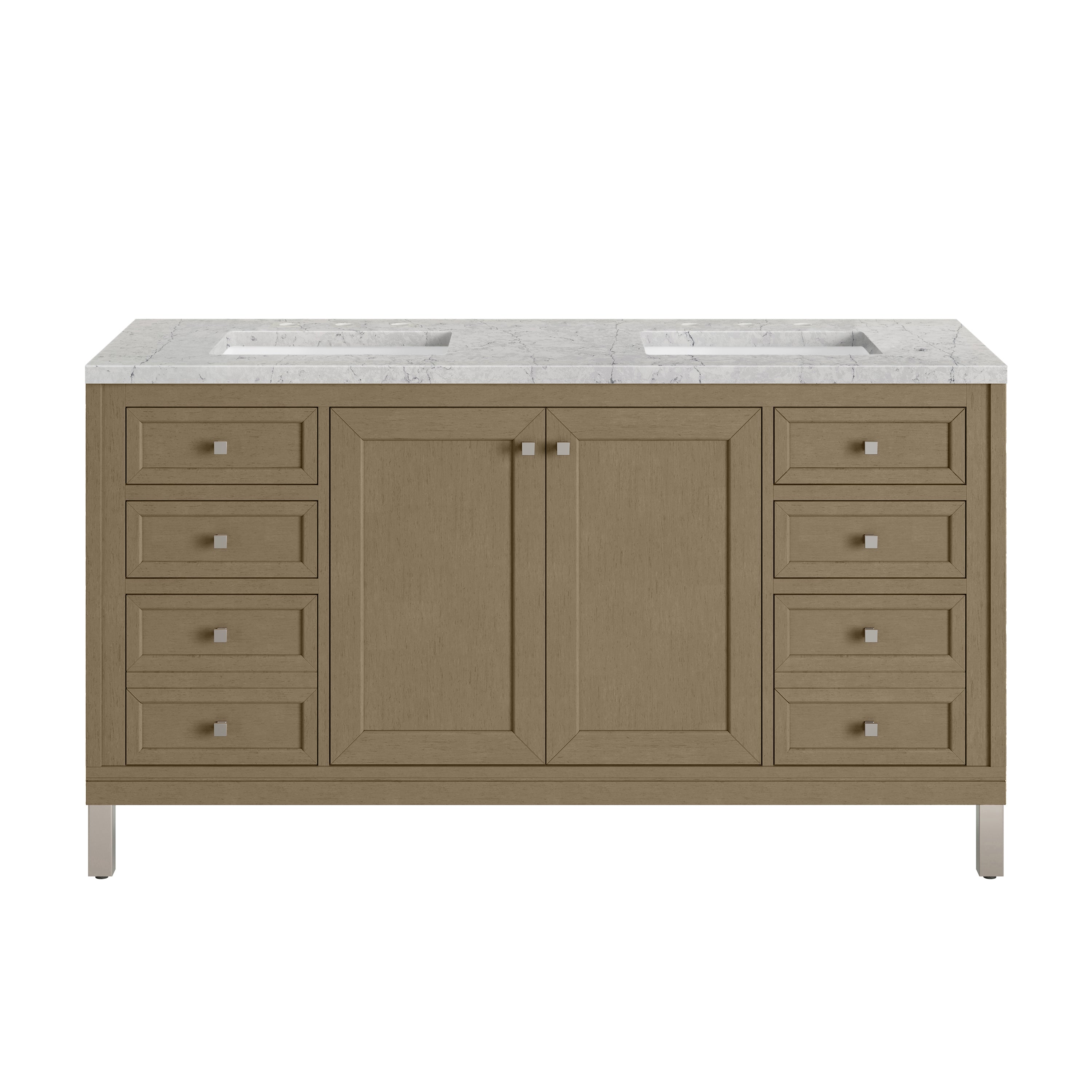 James Martin Chicago 60" Double Vanity in Walnut Whisper with 3cm Countertop