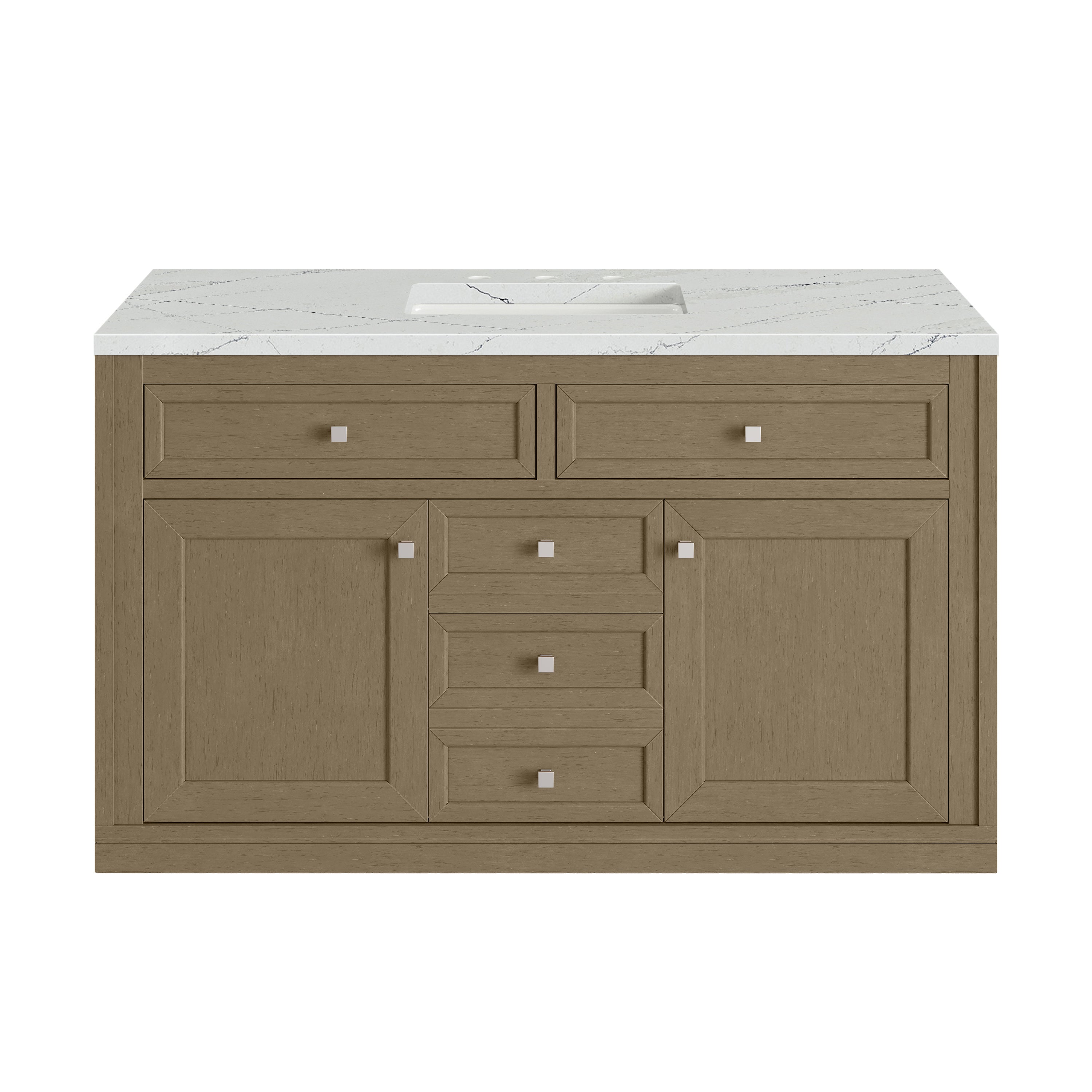 James Martin Chicago 48" Single Vanity in Walnut Whisper with 3cm Countertop and FreePower Wireless Charger