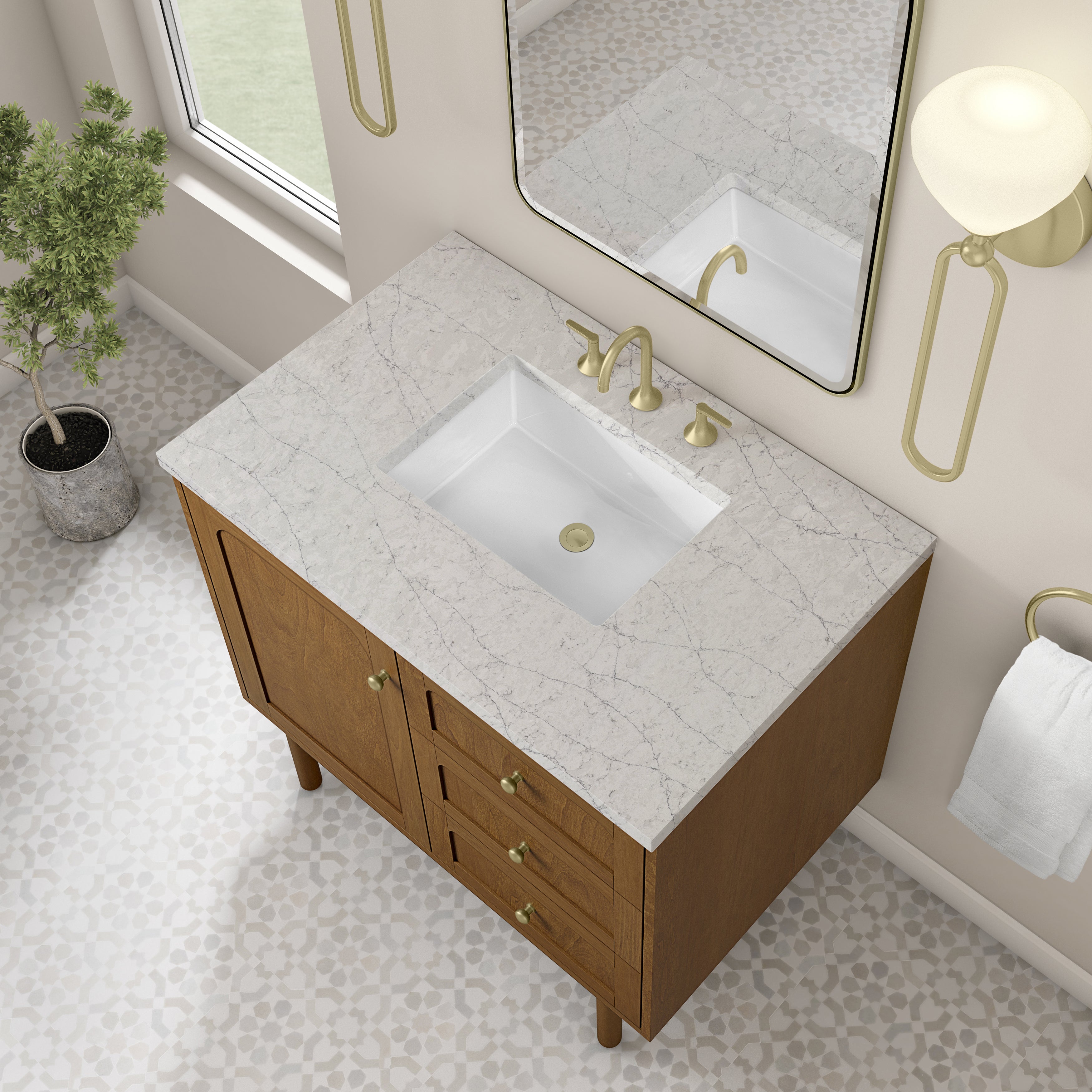 James Martin Laurent 36" Single Vanity in Honey Oak with 3cm Countertop