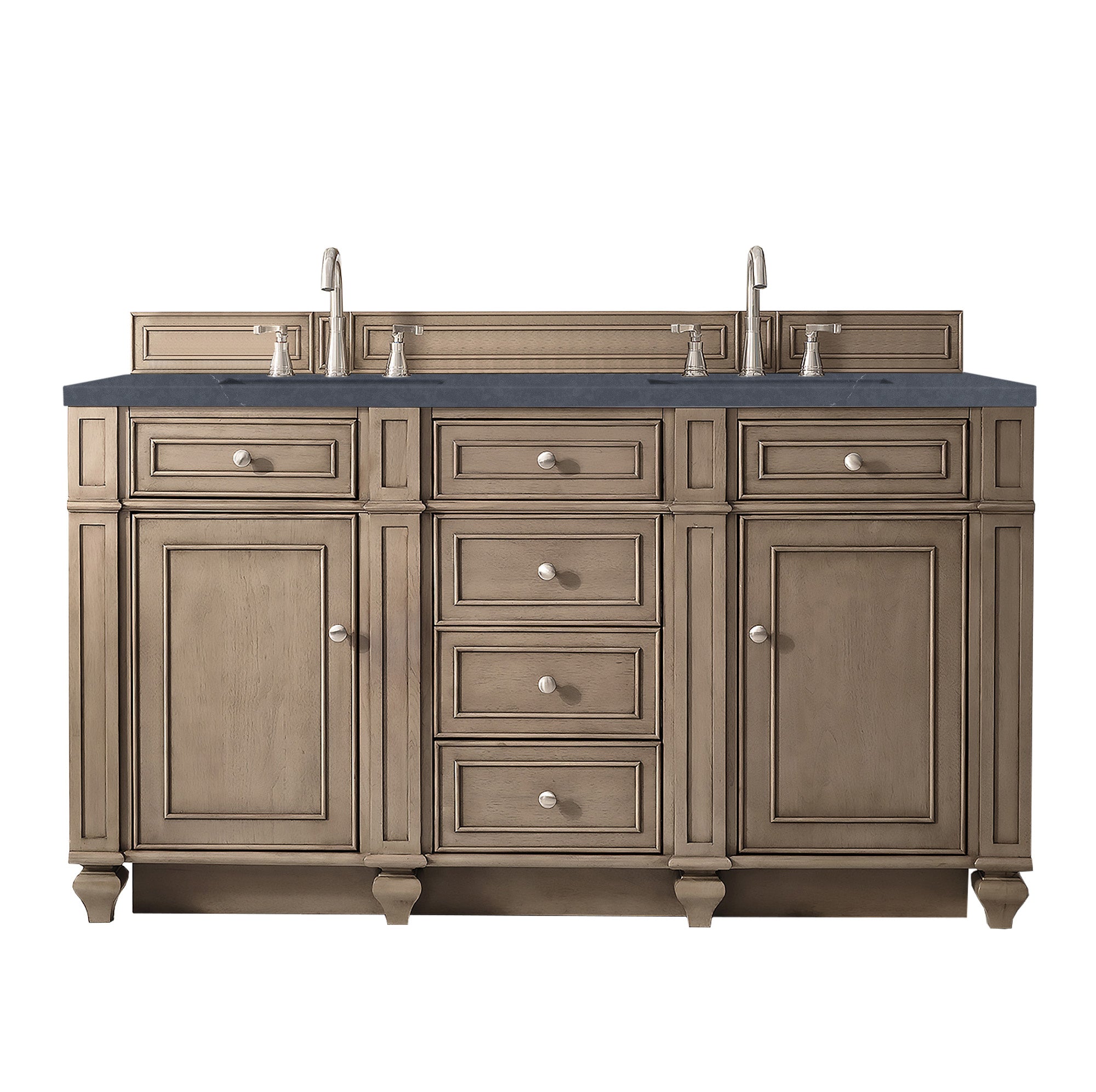 James Martin Bristol 60" Double Vanity in Whitewashed Walnut with 3cm Countertop