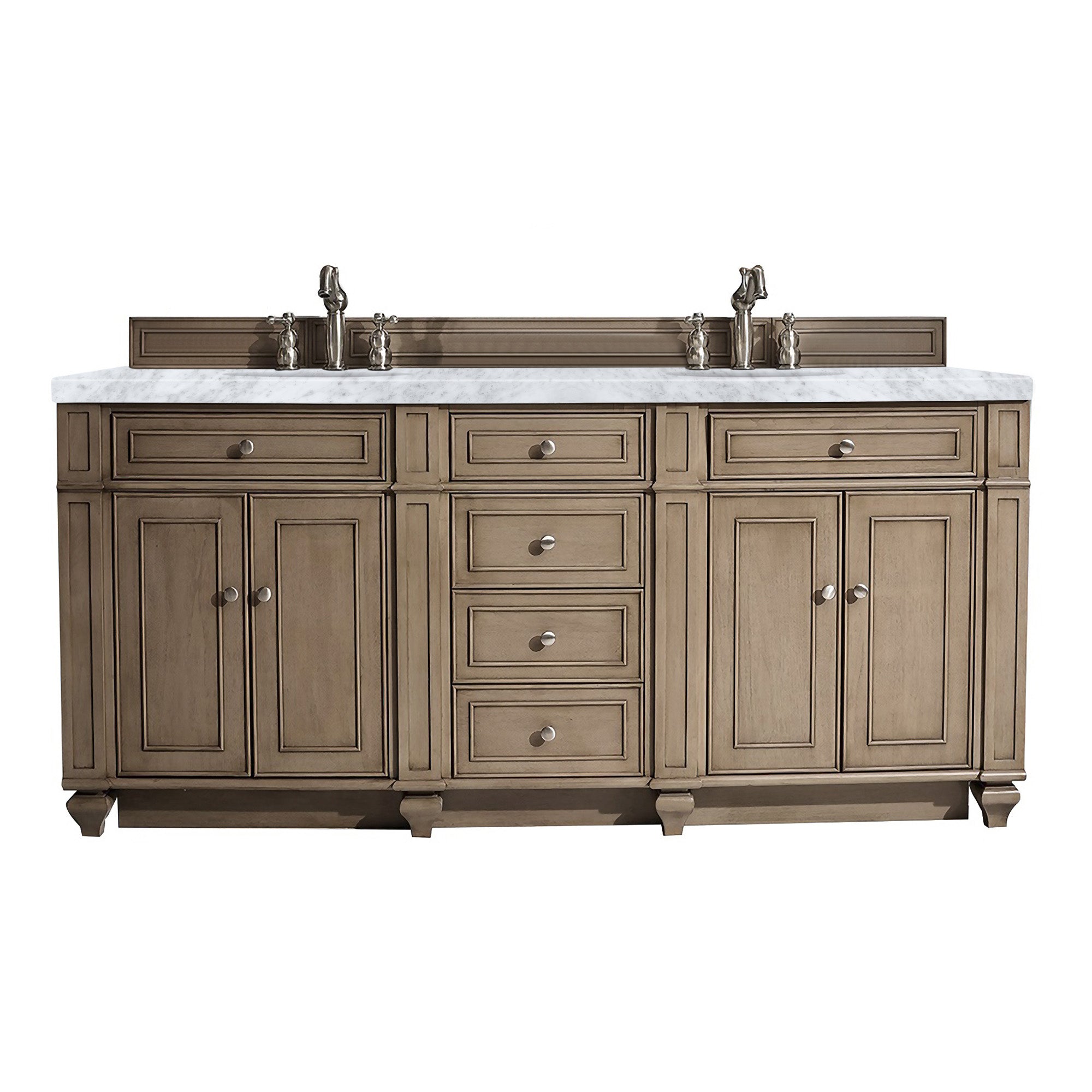 James Martin Bristol 72" Double Vanity in Whitewashed Walnut with 3cm Countertop
